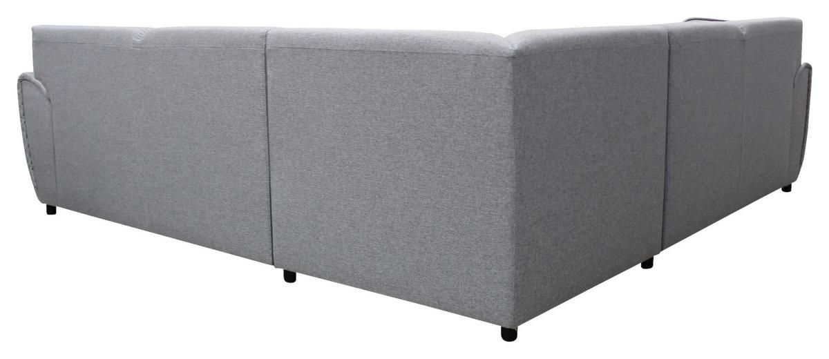 Ecksofa mit Schlaffunktion Delux Schwarz/Hellgrau - Silberfarben/Hellgrau, Design, Textil (266/266cm) - Livetastic