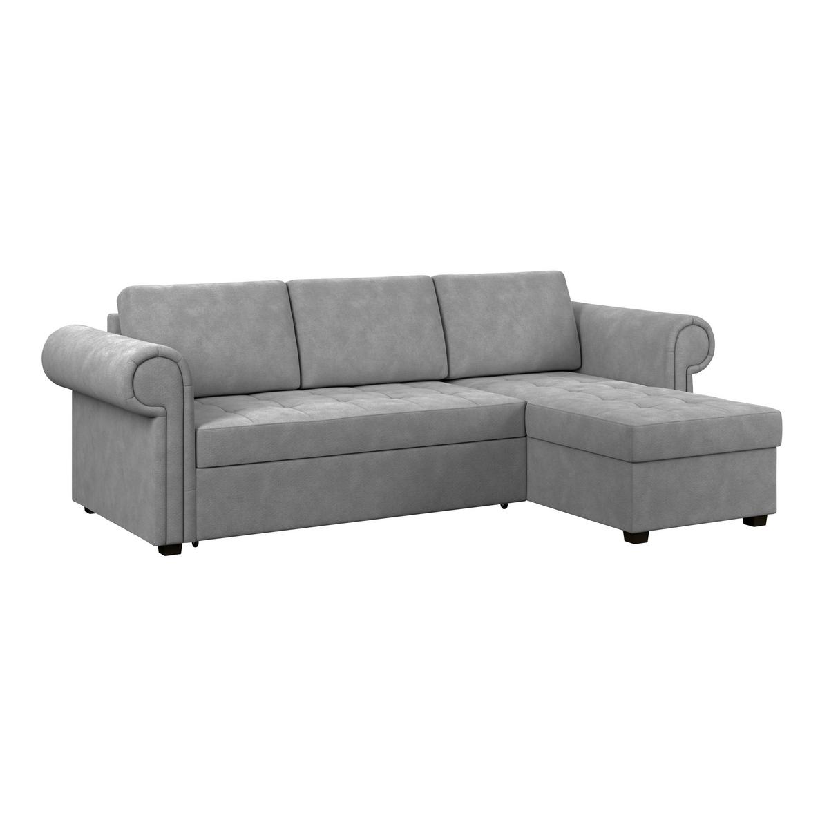 Ecksofa Oslo Grau B: 260 Cm - Grau, ROMANTIK / LANDHAUS, Textil (260/85/155cm) - James Wood