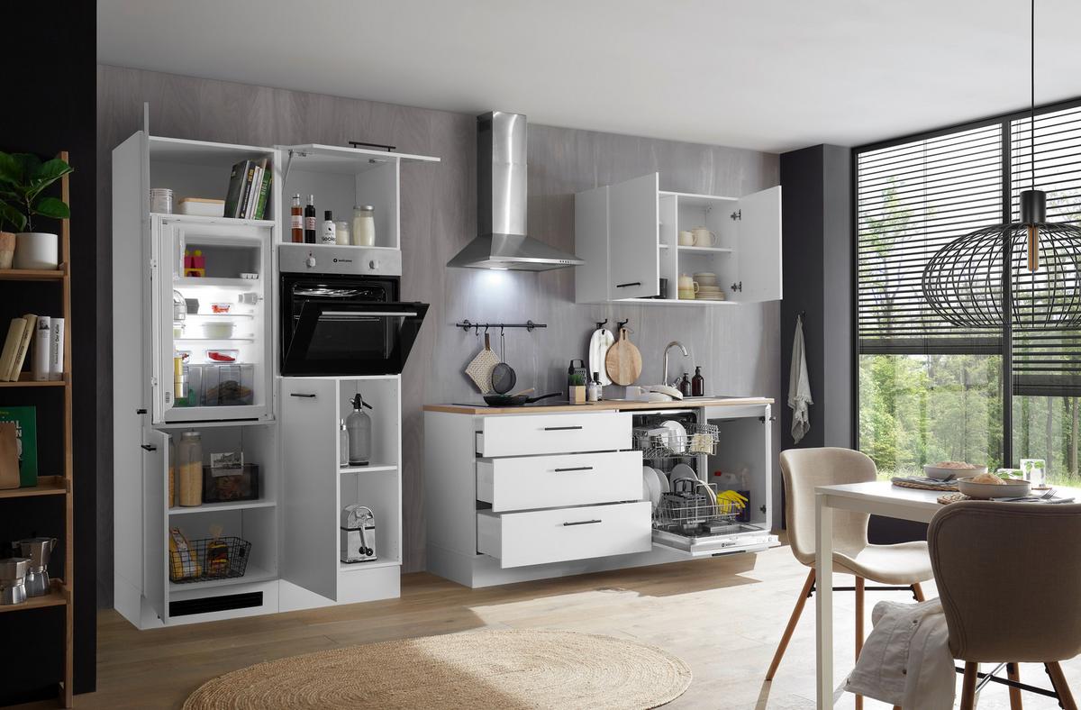 Küchenblock Tirol Weiß B: 310 cm - Eichefarben/Weiß, Basics, Holzwerkstoff (310cm) - MID.YOU