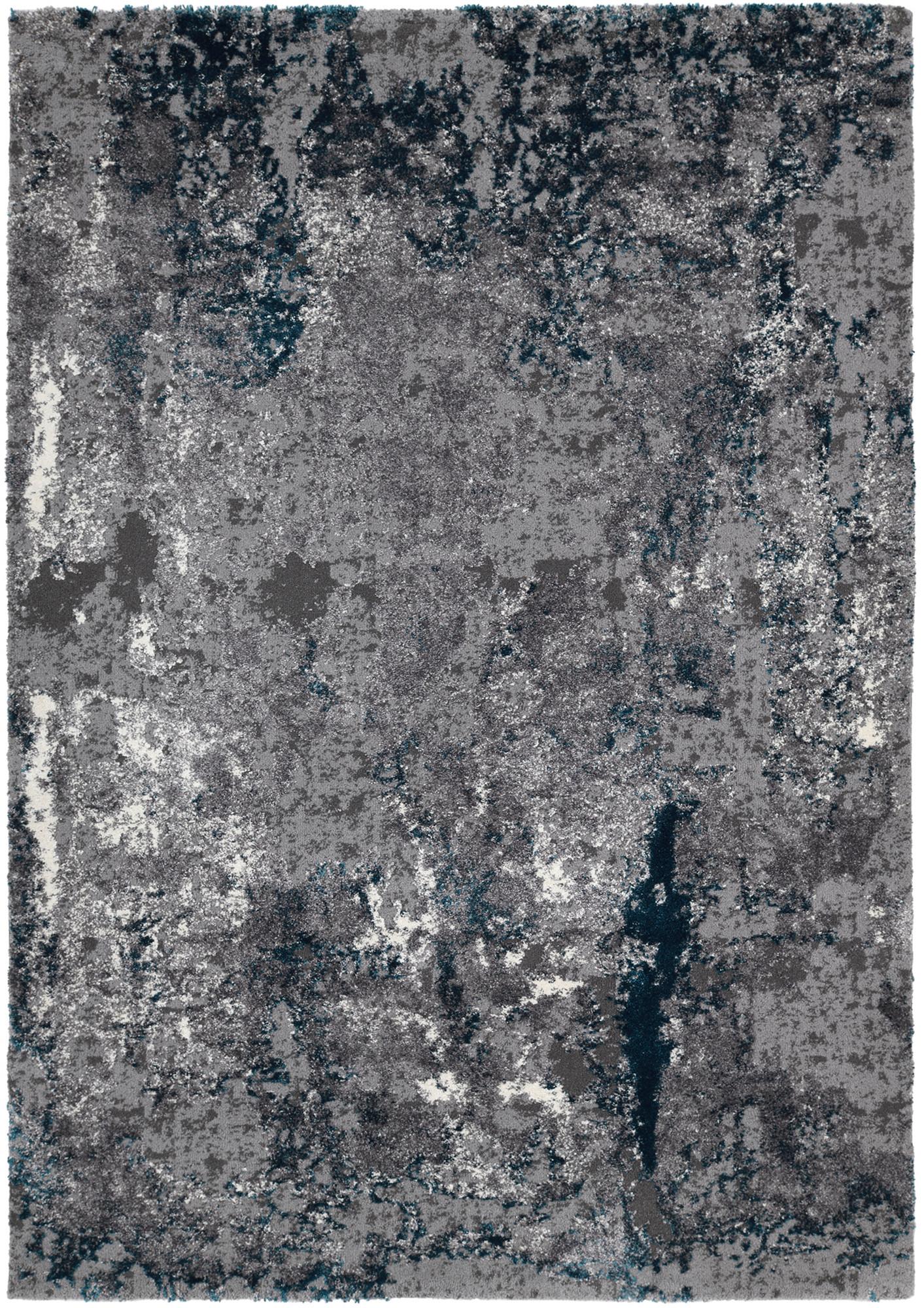 Webteppich Grau/Petrol Timeline Quantum 65x130 cm - Petrol/Grau, Design, Textil (65/130cm) - Novel