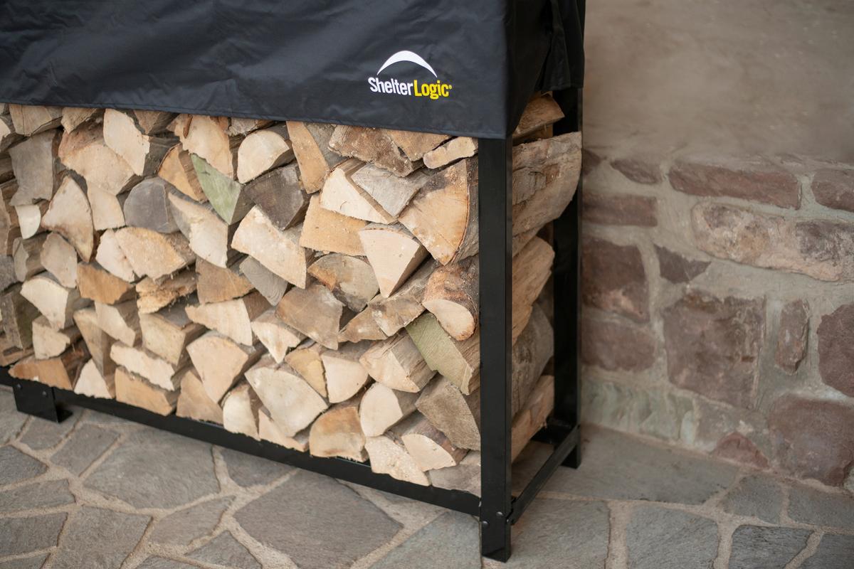 Regál na drevo 239cm - čierna, Basics, kov (239/119/36cm)