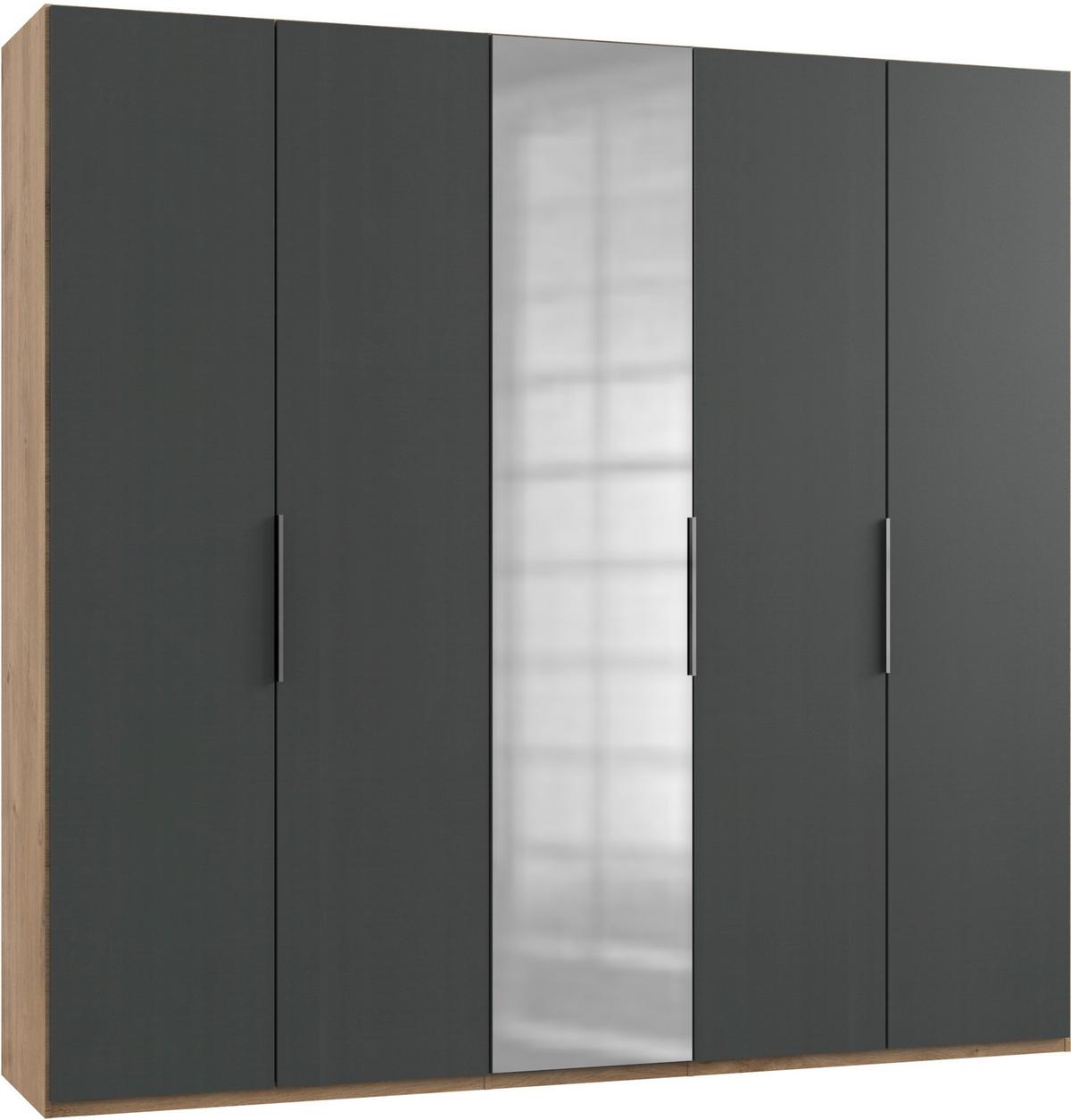 Drehtürenschrank B: 250 cm Level Graphit-/Eichefarben - Eichefarben/Graphitfarben, MODERN, Holzwerkstoff (250/236/58cm) - MID.YOU