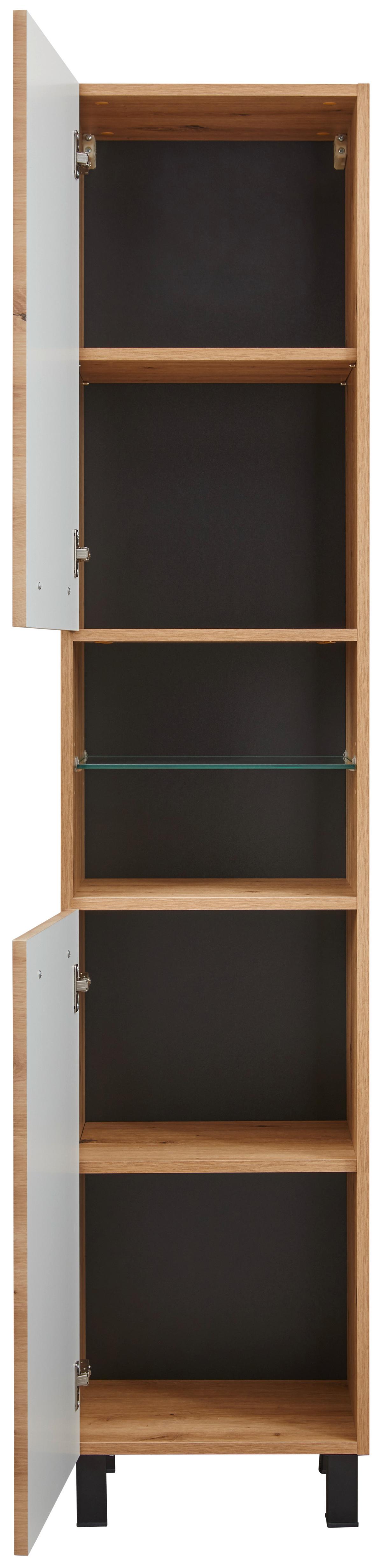 Vysoká skrinka FLORENZ -EXKLUSIV- - čierna/dub artisan, Modern, kov/kompozitné drevo (40/180/190/35cm) - Mömax