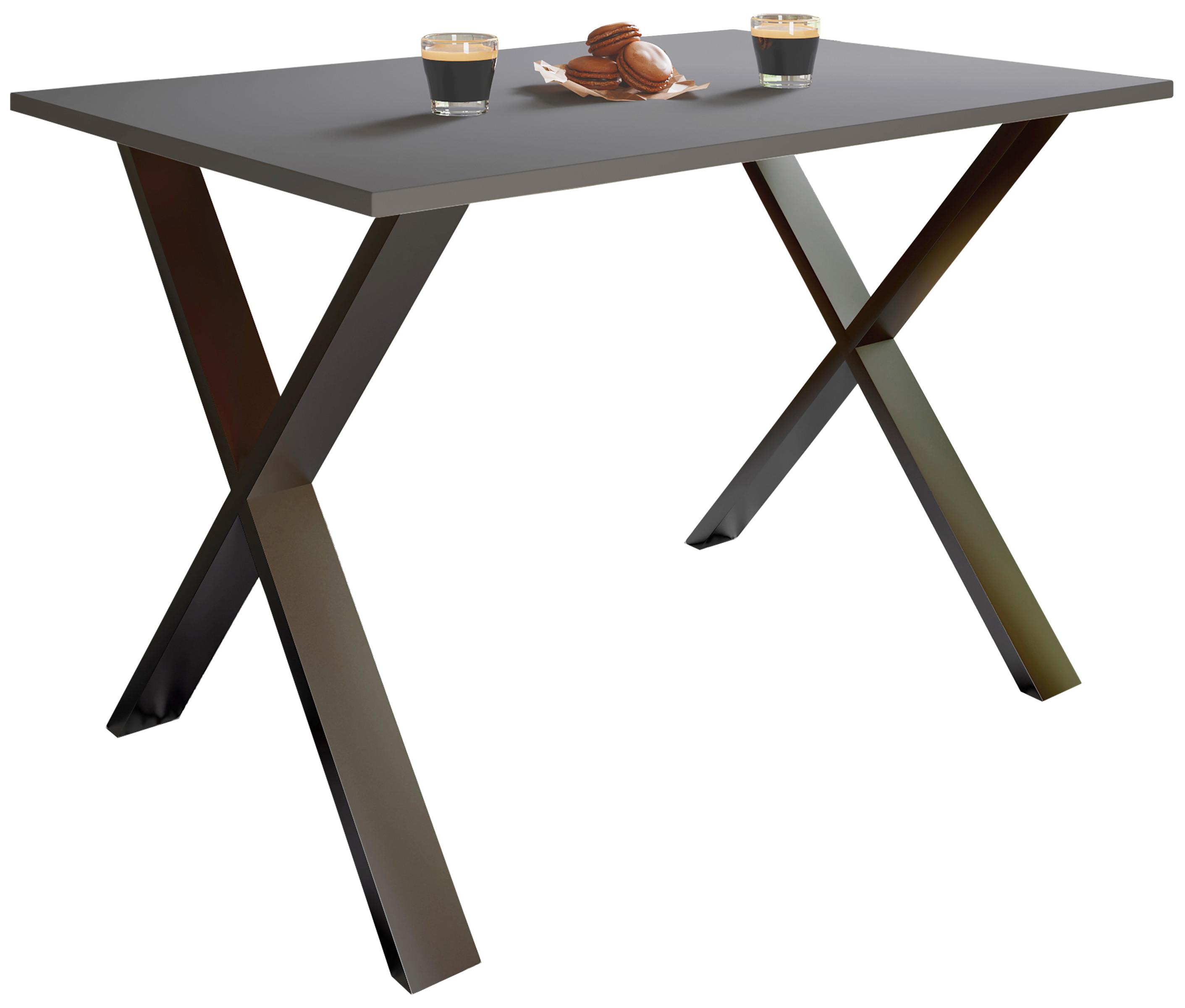 Esstisch Xona Anthrazit, Schwarz L: 110 Cm - Anthrazit/Schwarz, Basics, Holzwerkstoff/Metall (110/80/76cm) - MID.YOU