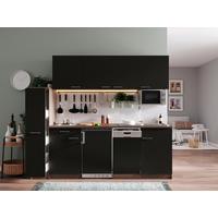 KÜCHENBLOCK OLIVER SINGLEKÜCHE 225 CM - Eichefarben/Schwarz, Basics, Holzwerkstoff (225cm) - Respekta