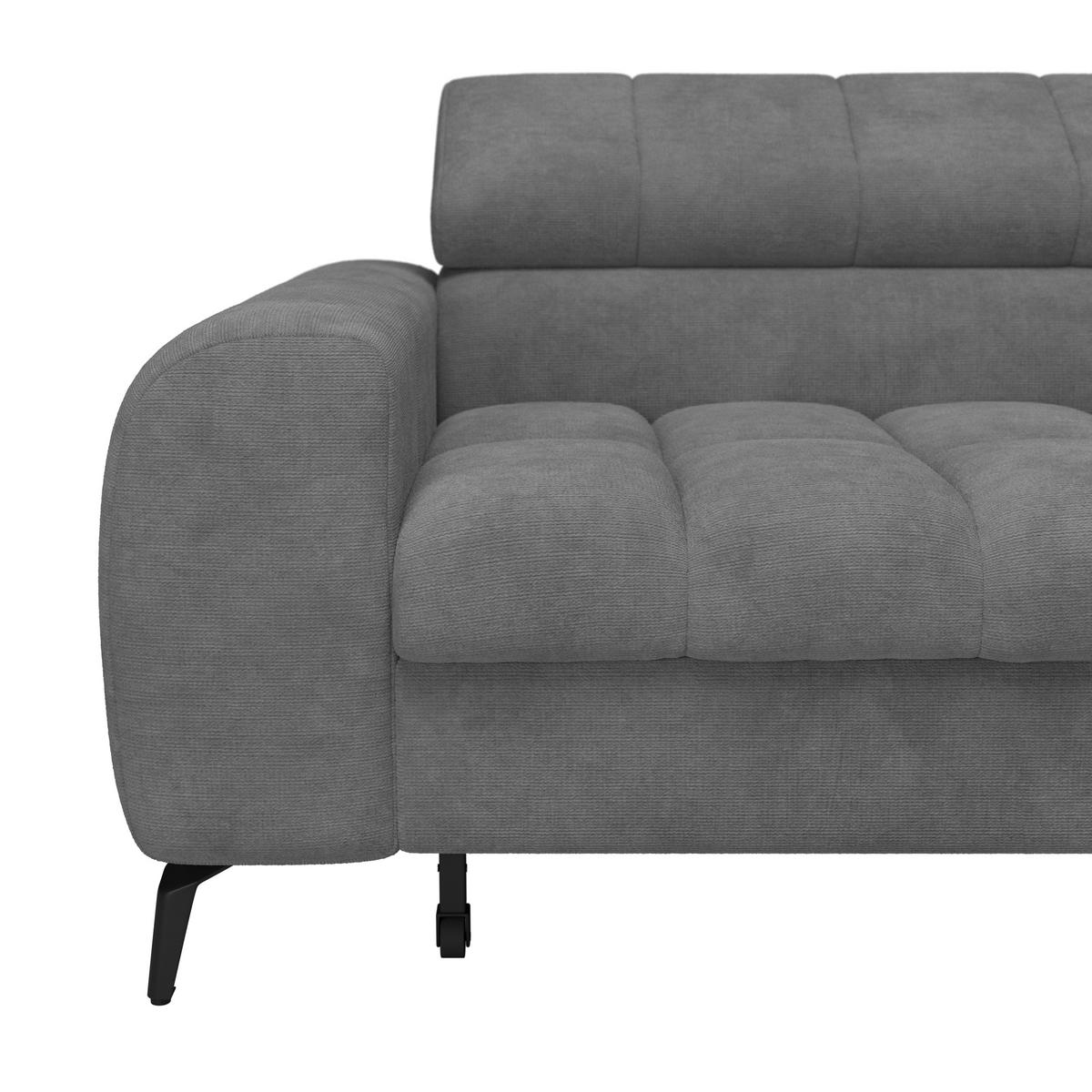 Ecksofa Volf rechts new graublau, S: 261x203 cm - Graublau/Schwarz, Trend, Kunststoff/Textil (261/203cm)