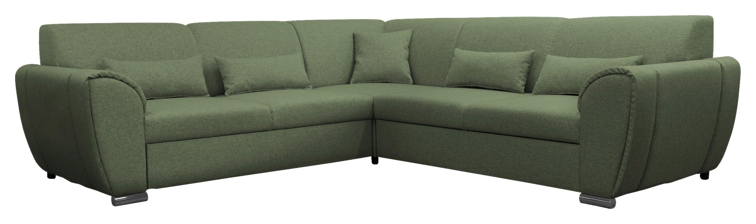 Ecksofa Delux Grün Mit Schlaffunktion Ottomane Links - Silberfarben/Grün, Design, Textil (266/266cm) - Livetastic