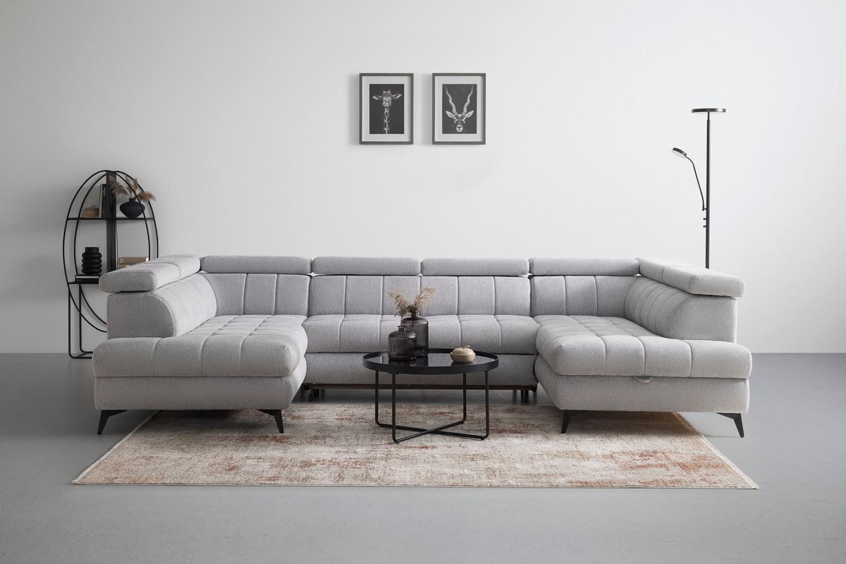 Sedací souprava LOOK, pravá, stříbrná - barvy stříbra/černá, Moderní, kov/dřevo (343/82-100/195cm) - Mömax