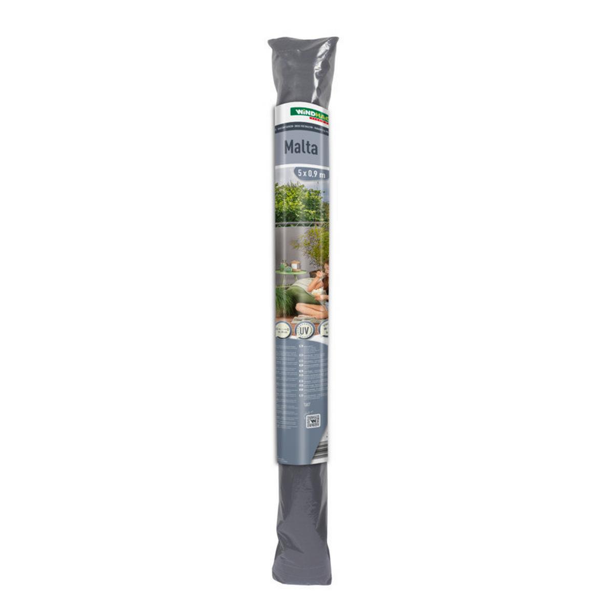 Sichtschutz Balkonblende Malta 0,9x5m - Silberfarben/Grau, Basics, Kunststoff (500/90cm) - Windhager