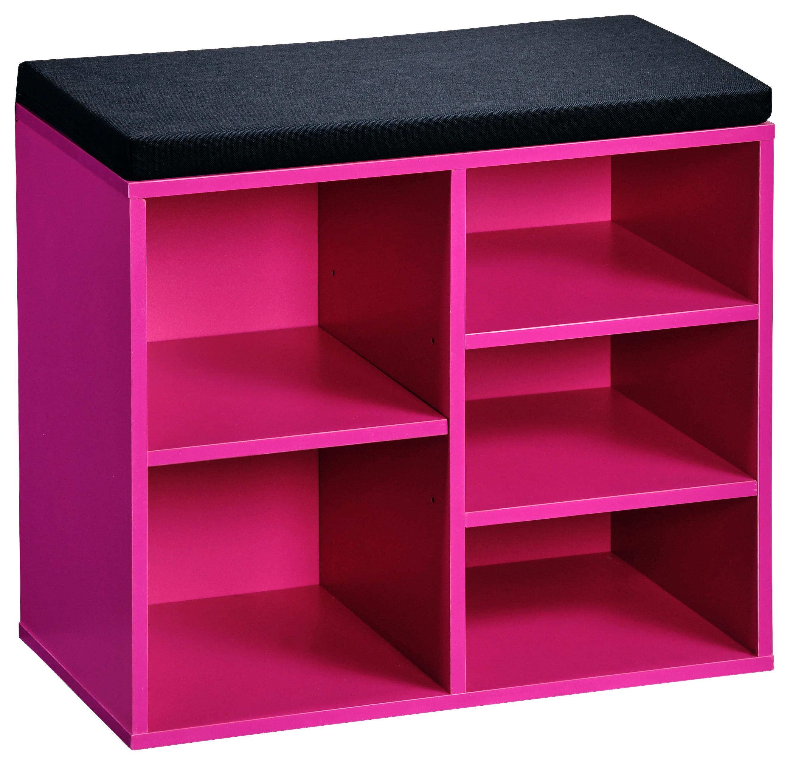 Schuhregal 4 Ablagen 5 Paar Grün H: 48 Cm - Pink/Schwarz, Basics, Holzwerkstoff/Textil (51,5/48/29,5cm) - Kesper