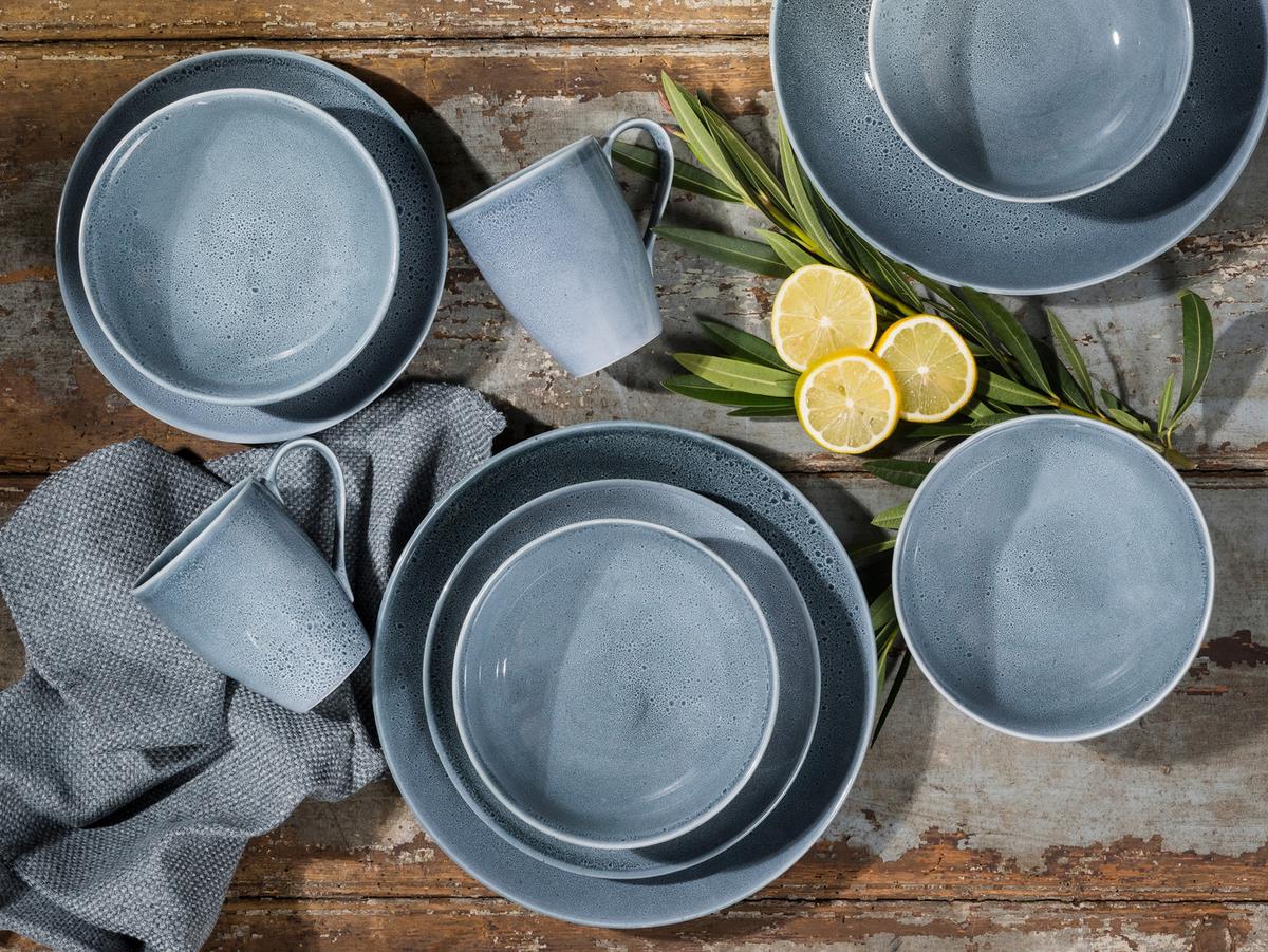 Kombiservice Steinzeug 4 Personen Geschirr Set Blau - Blau, Keramik (34/31/33cm) - Creatable