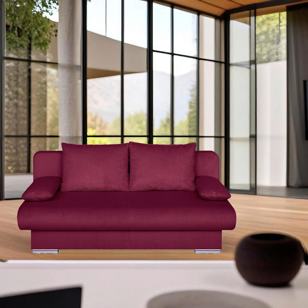 Schlafsofa Bora Rot B: 193 Cm - Chromfarben/Rot, Design, Holzwerkstoff/Textil (193/86/85cm) - P & B