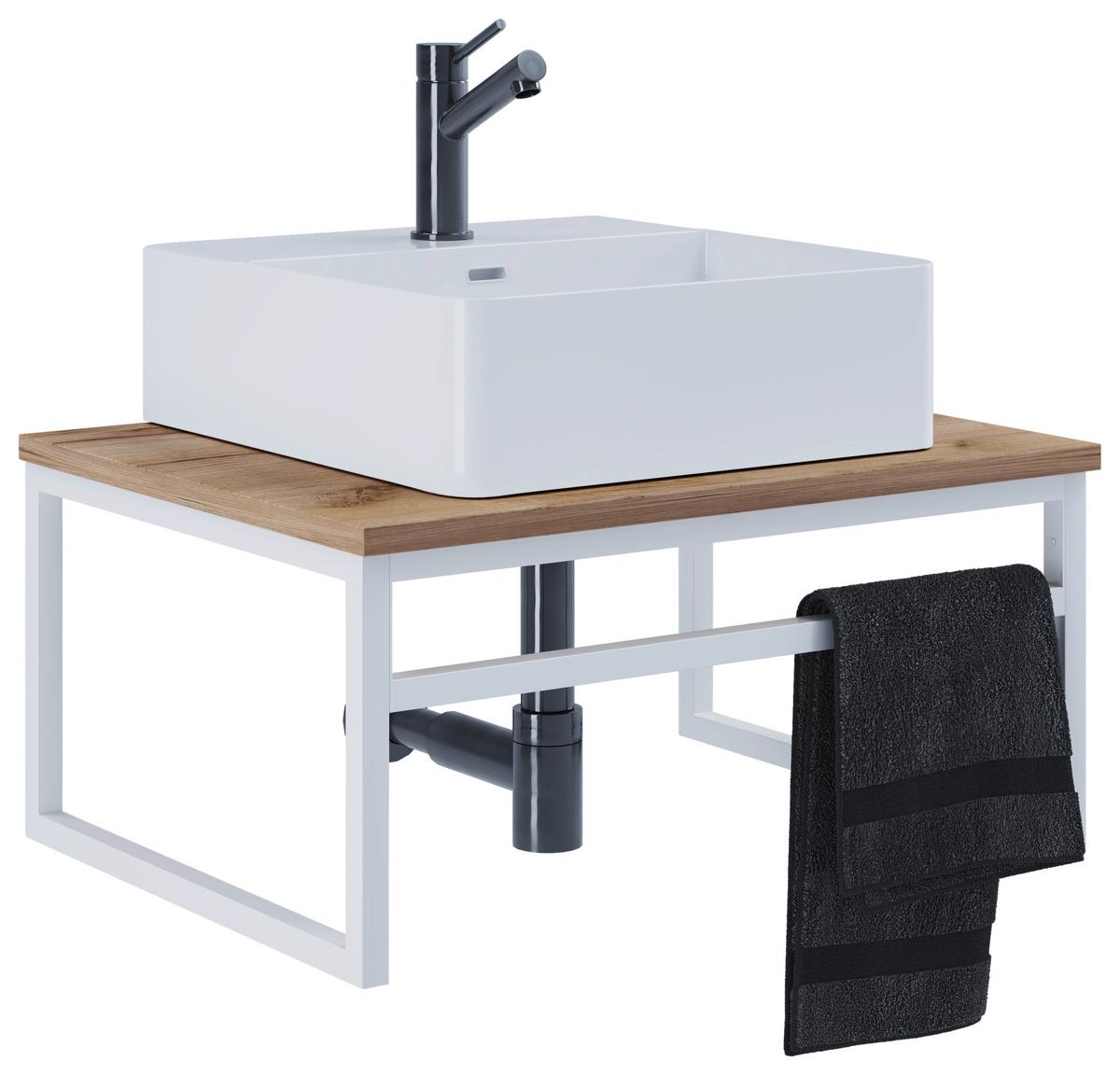 Waschtischkombi 2--Teilig. Waschplatz "bitila 60" - Honigeiche/Weiß, MODERN, Keramik/Holzwerkstoff (60cm) - MID.YOU