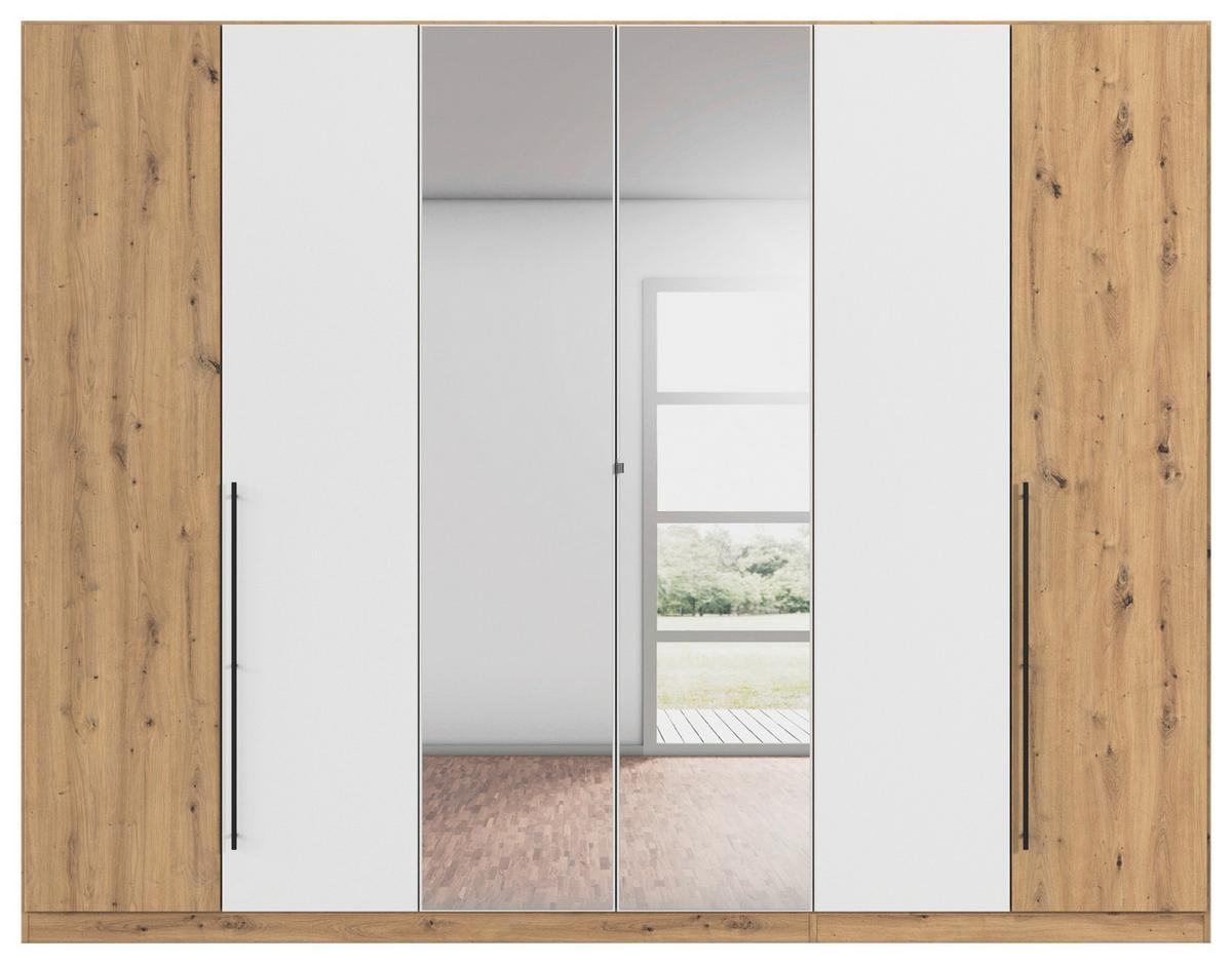 Kleiderschrank Safari mit Spiegel B: 271 cm - Weiß/Eiche Artisan, KONVENTIONELL, Holzwerkstoff (271/210cm)
