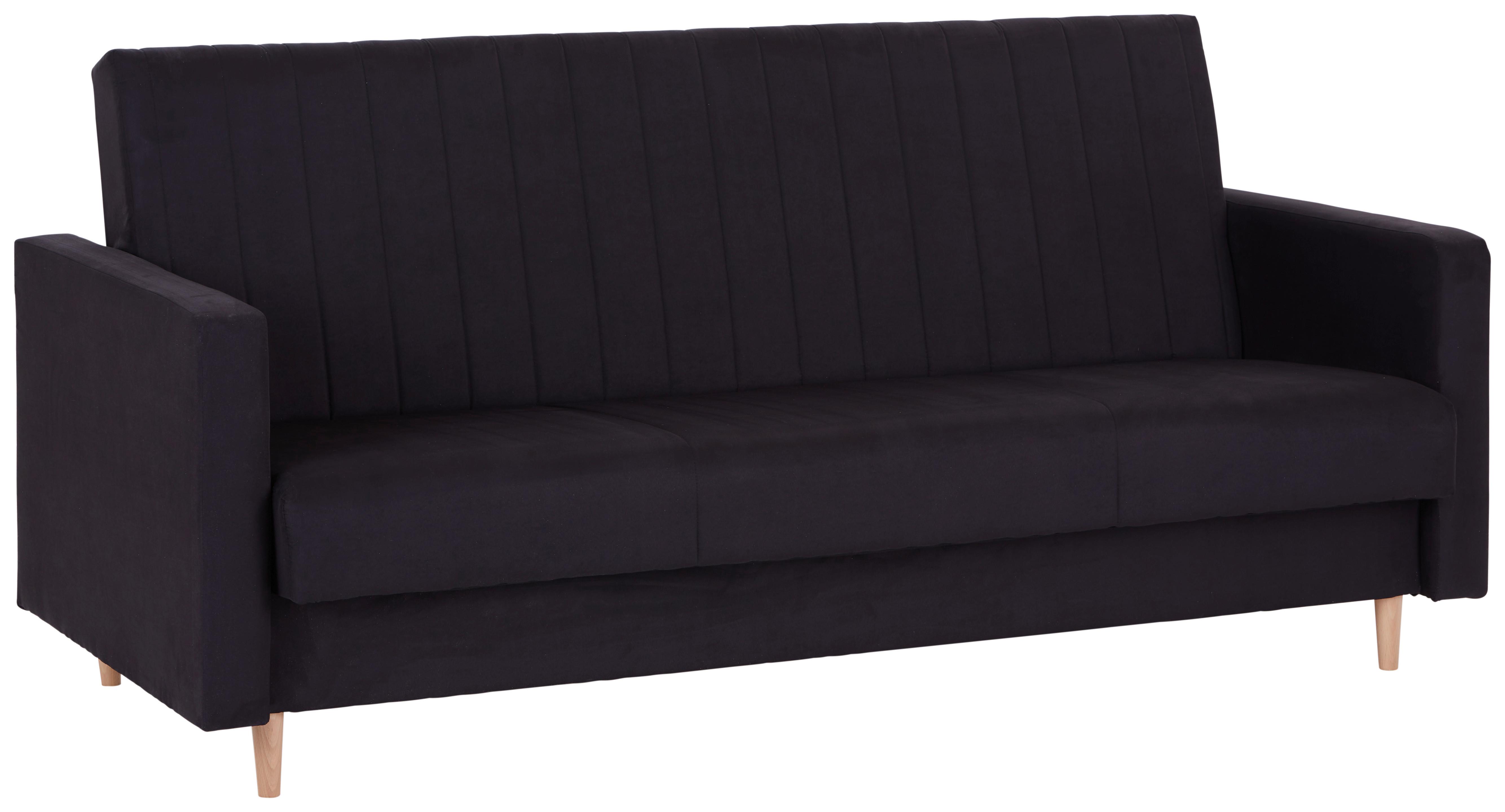 3-Sitzer-Sofa Mit Schlaffunktion Nicea Schwarz - Schwarz/Braun, MODERN, Holz/Kunststoff (210/117/75cm) - Ondega