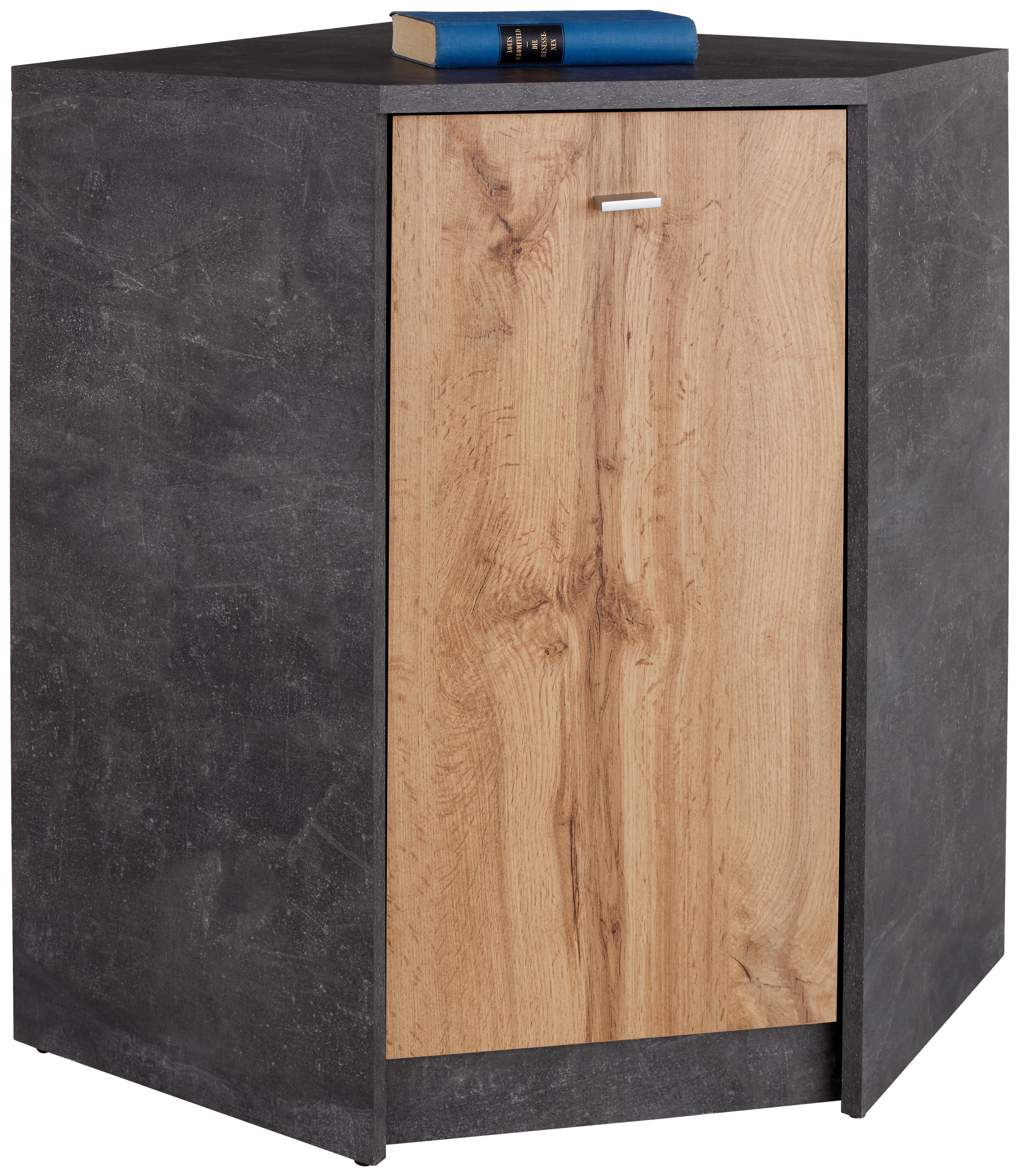 Sarokkomód 4-You - tölgyfa színű/szürke, Modern, faalapú anyag (60,9/85,4/60,9cm)