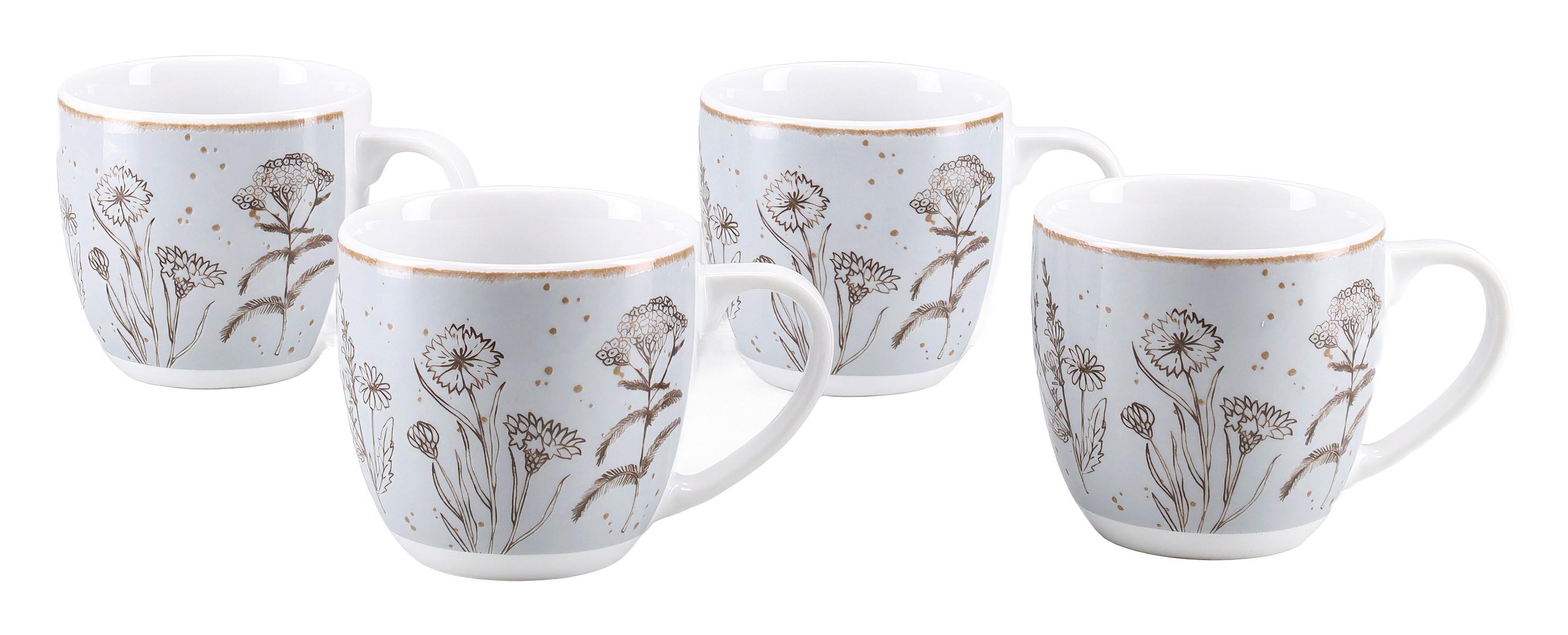 Kaffeebecherset 4tlg. Porzellan, hellgrau - Hellgrau, Basics, Keramik - Creatable