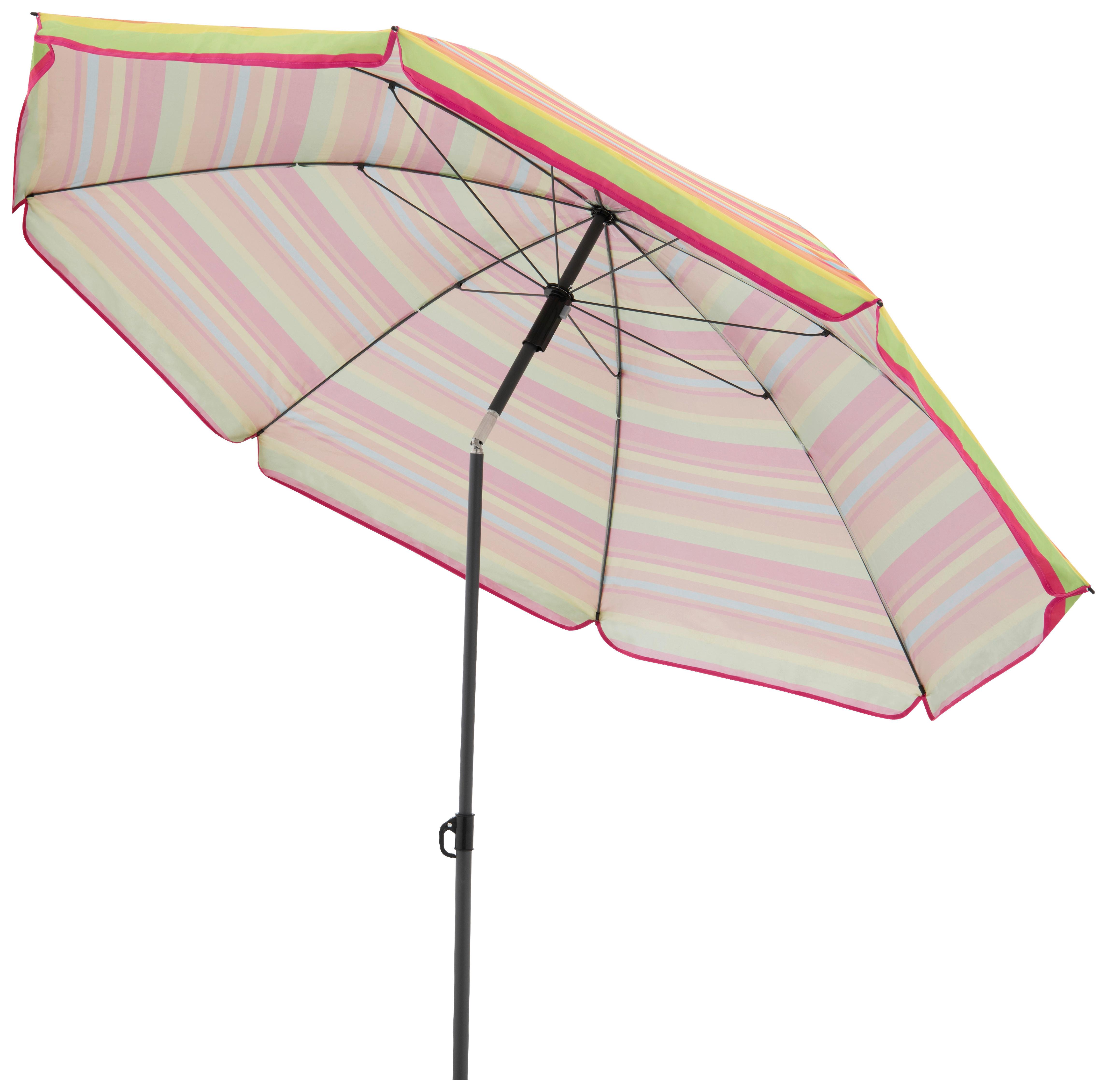 Sonnenschirm Gartenschirm Como Bunt - Blau/Pink, Basics, Textil/Metall (165/203cm)