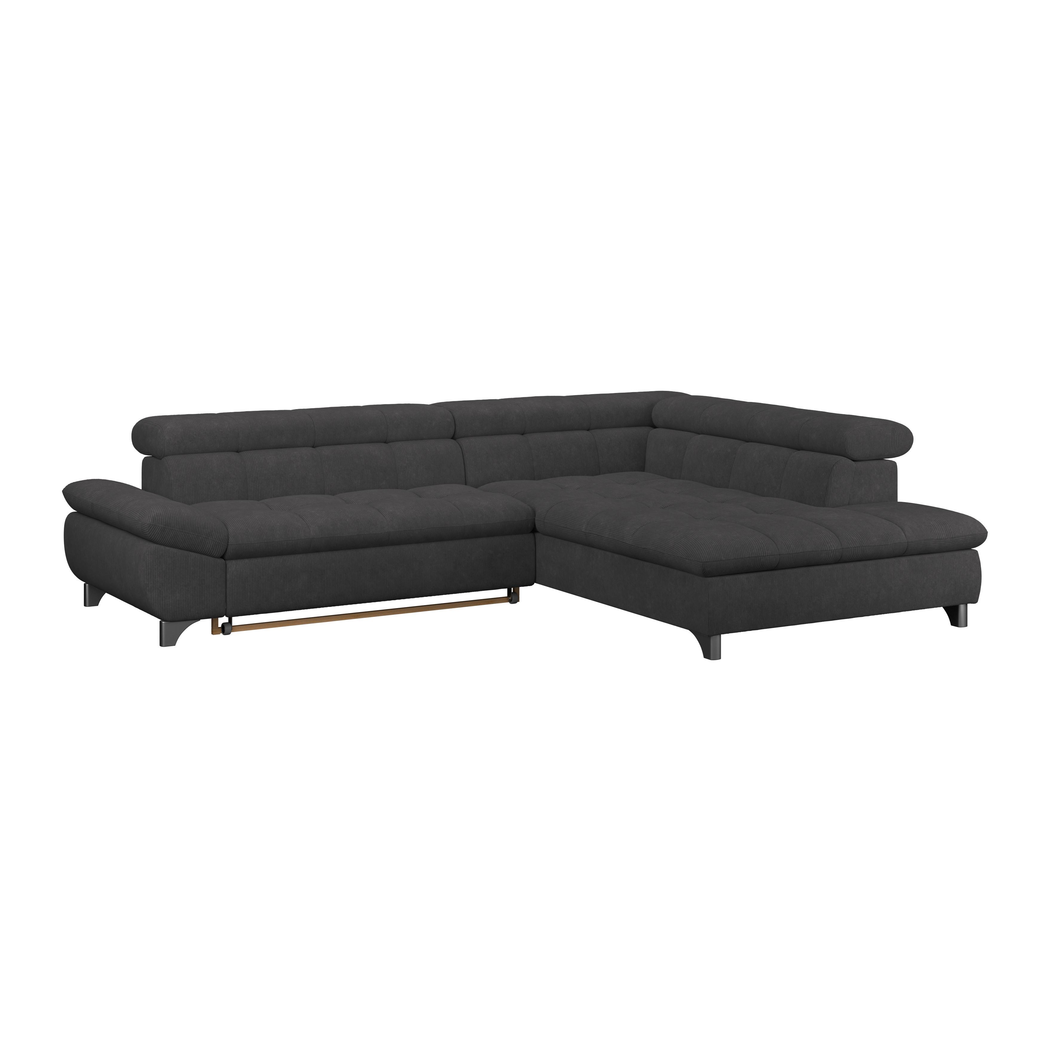 Ecksofa Gemini Schwarz, B: 312cm - Chromfarben/Schwarz, KONVENTIONELL, Textil (312/234cm)