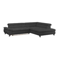 Ecksofa Gemini Schwarz, B: 312cm - Chromfarben/Schwarz, KONVENTIONELL, Textil (312/234cm)
