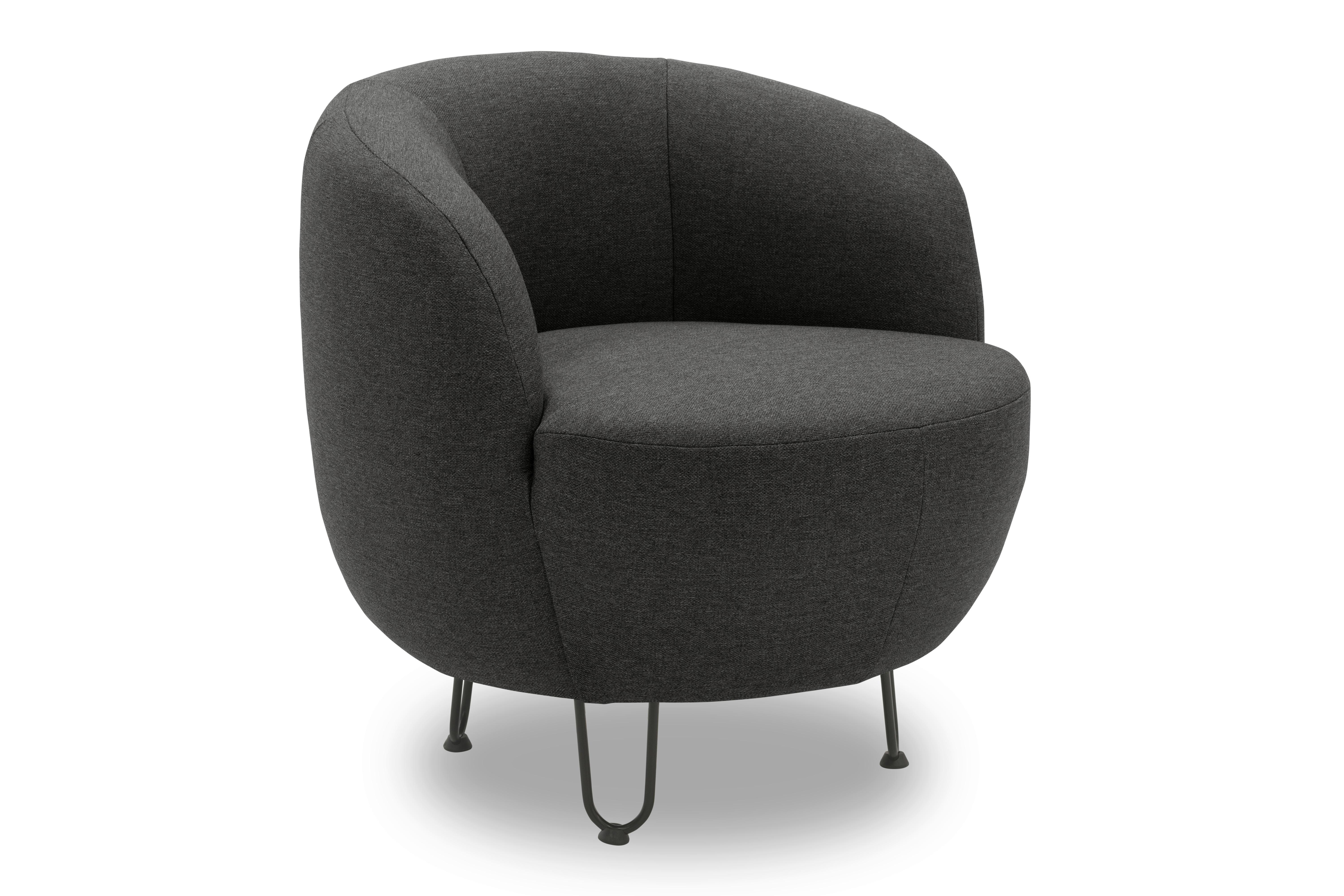 Sessel Grau B: 72 cm - Schwarz/Grau, Design, Textil (72/74/76cm) - MID.YOU