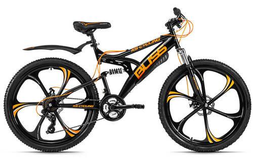 Mountainbike Fully 26 Zoll Bliss 21 Gänge - Schwarz/Orange, Basics, Metall (180/100/70cm) - KS Cycling