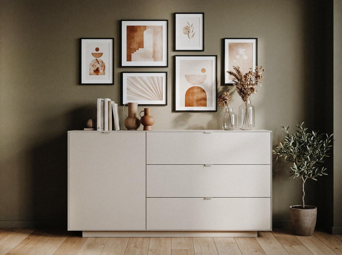 Kommode Sivas B: 160 cm Sandfarben - Sandfarben, Design, Holzwerkstoff (160/90/37,5cm) - MID.YOU