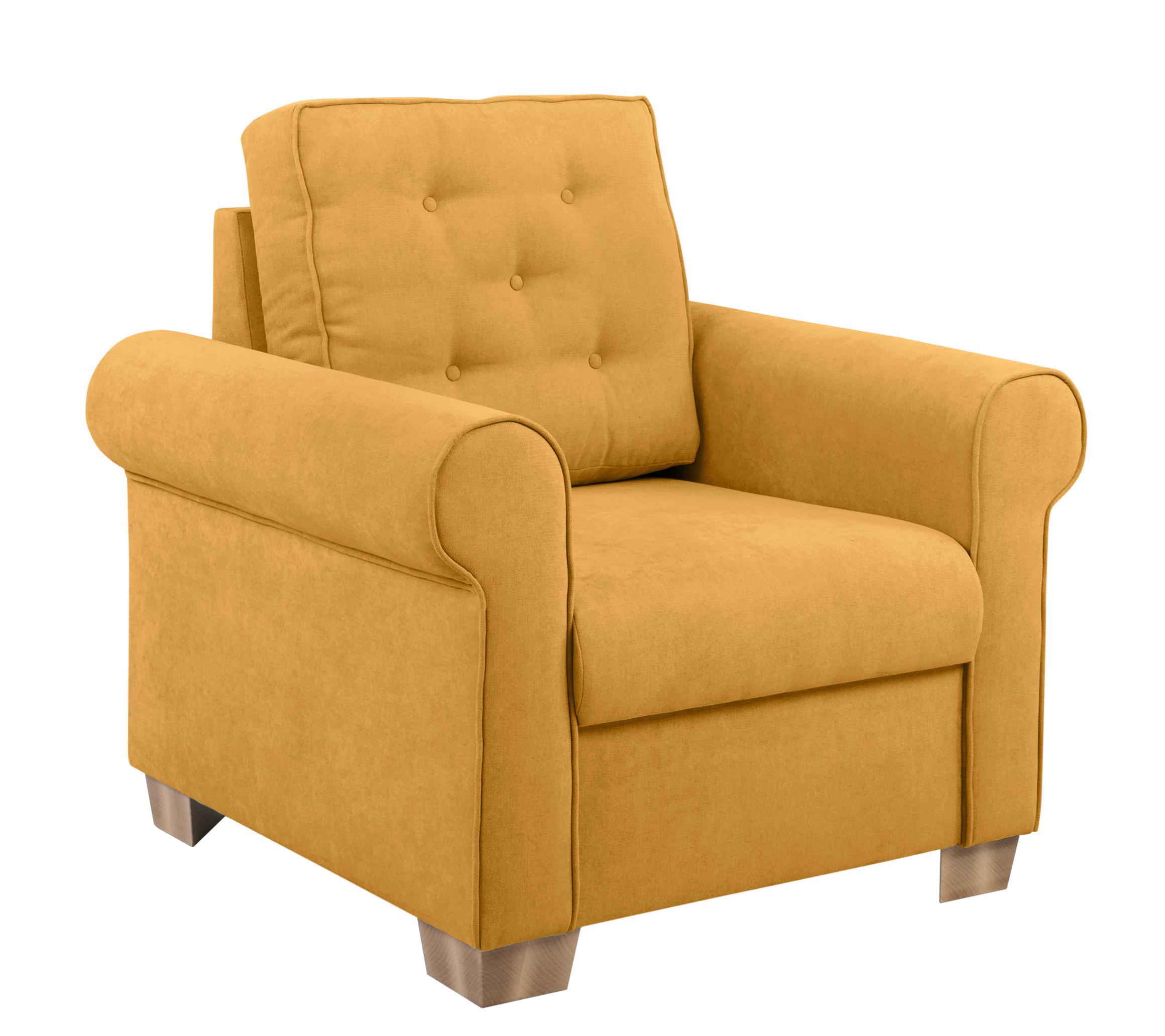 Sessel Arles, Gelb 40 B: 93 Cm - Gelb/Buchefarben, Design, Textil (93/89/82cm) - MID.YOU