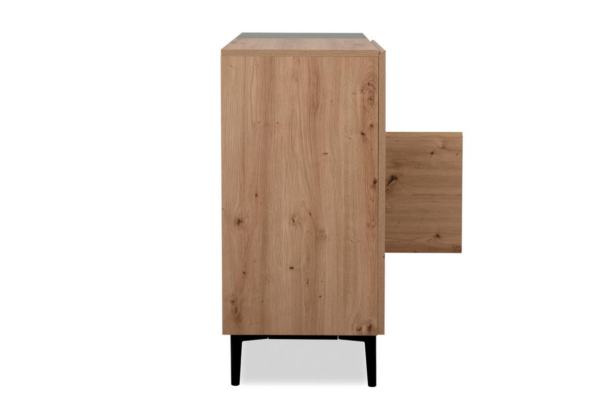 Kommode B 80 Cm Nola, Eiche Dekor/schwarz - Eichefarben/Schwarz, KONVENTIONELL, Holzwerkstoff (80/90/42cm) - MID.YOU