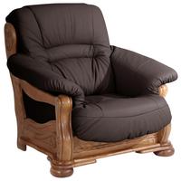 Polstersessel Mit Armlehnen Tennessee Echtleder Braun - Eichefarben/Braun, LIFESTYLE, Leder/Holz (104/95/95cm) - Max Winzer