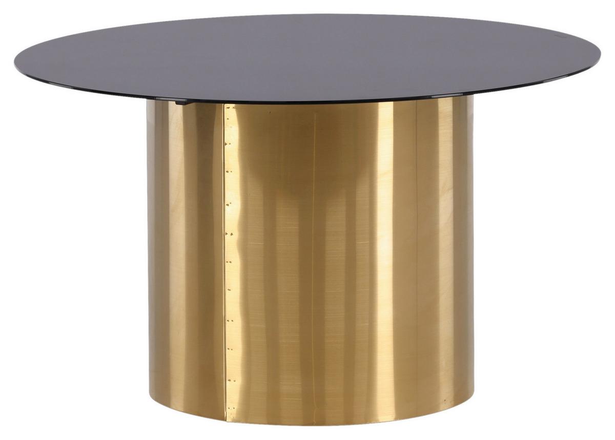 Couchtisch Ystad - Goldfarben/Schwarz, Design, Glas/Metall (80/80/46cm) - Livetastic
