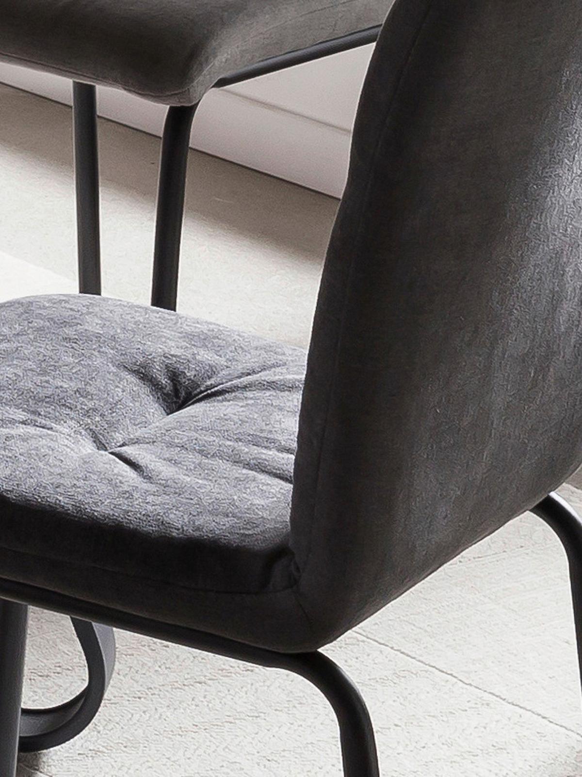 Stuhl-set Hellgrau, B: 44,5cm - Hellgrau/Schwarz, Design, Textil/Metall (44,5/87/55,5cm) - Livetastic