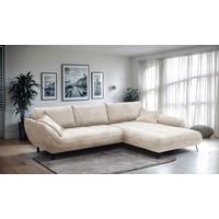 Ecksofa Biarritz, Beige Schenkel: 324x204 cm - Beige/Schwarz, Design, Textil (324/205cm) - MID.YOU