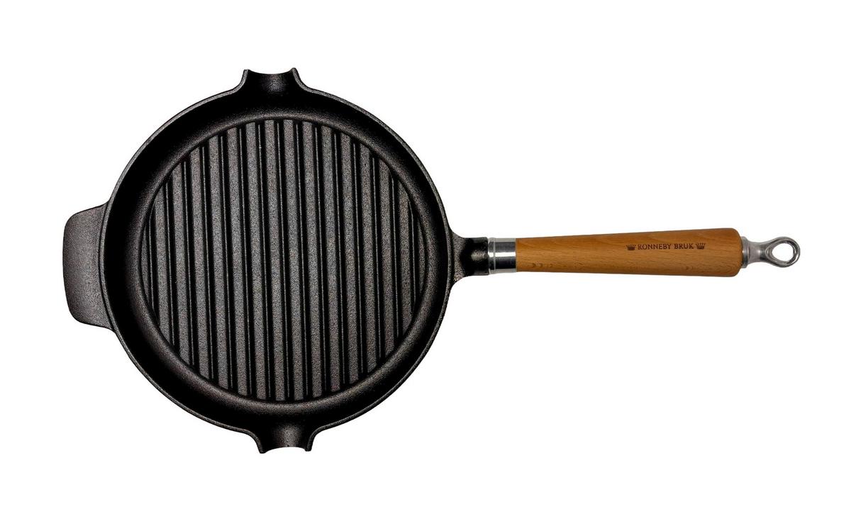 GRILLPFANNE D: 25 mit Buchenholzgriff - Schwarz/Braun, Basics, Holz/Metall (51/25/7.5cm)
