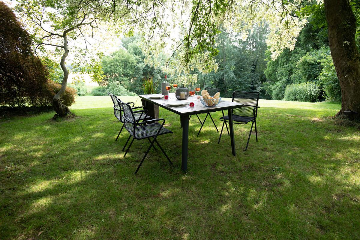 Gartengarnitur 5-Tlg. Metall/Kunststoff - Anthrazit/Schwarz, Basics, Holzwerkstoff/Kunststoff (92/73/160cm) - Gardenson