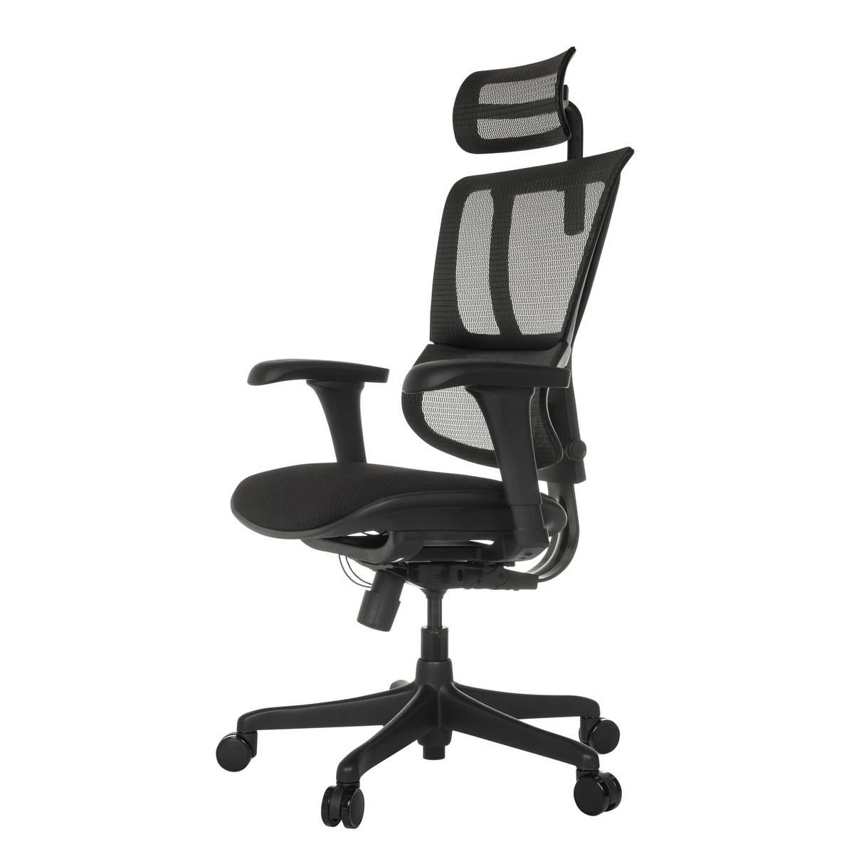 Drehstuhl Ergohuman Slim Eco Schwarz B: 69 cm - Schwarz, MODERN, Kunststoff/Textil (69/112 - 134/63cm) - MID.YOU