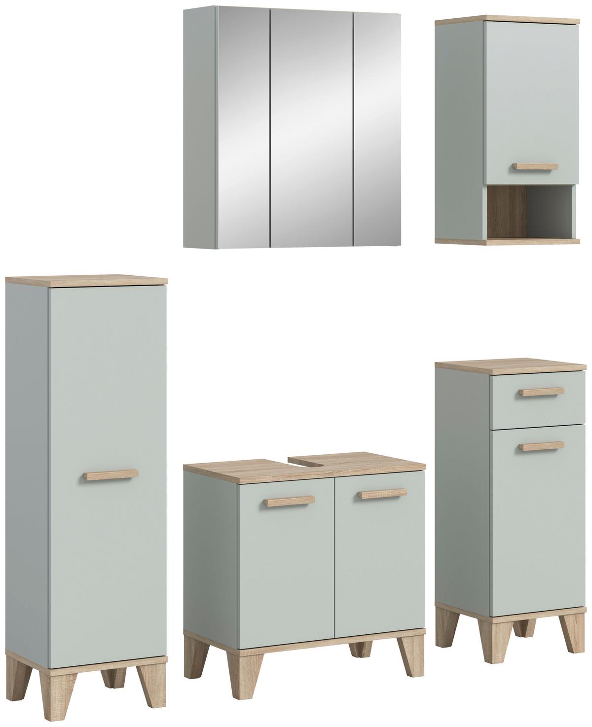 Badezimmer Star Hellgrün/Eiche Dekor B: 128cm - Eichefarben/Eiche San Remo, MODERN, Holzwerkstoff (128/184/34cm) - MID.YOU