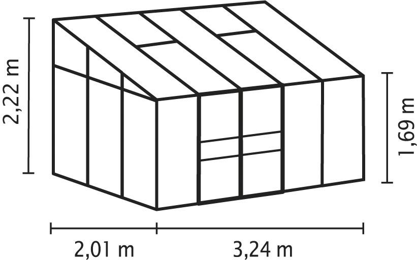 Anlehn-Gewächshausbausatz Ida 6500 Hkp 6mm, Alufarben - Alufarben, Basics, Metall (324,3/220,8/201,4cm)