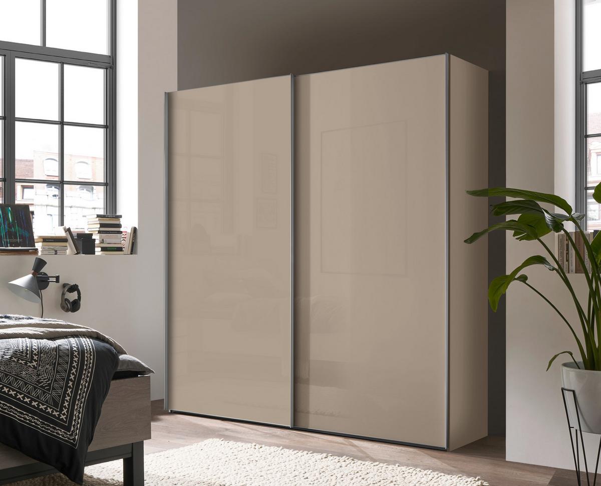 Schwebetürenschrank Lumos Sandglas, B:200cm - Sandfarben, Trend, Glas/Holzwerkstoff (200/222/68cm) - Luca Bessoni