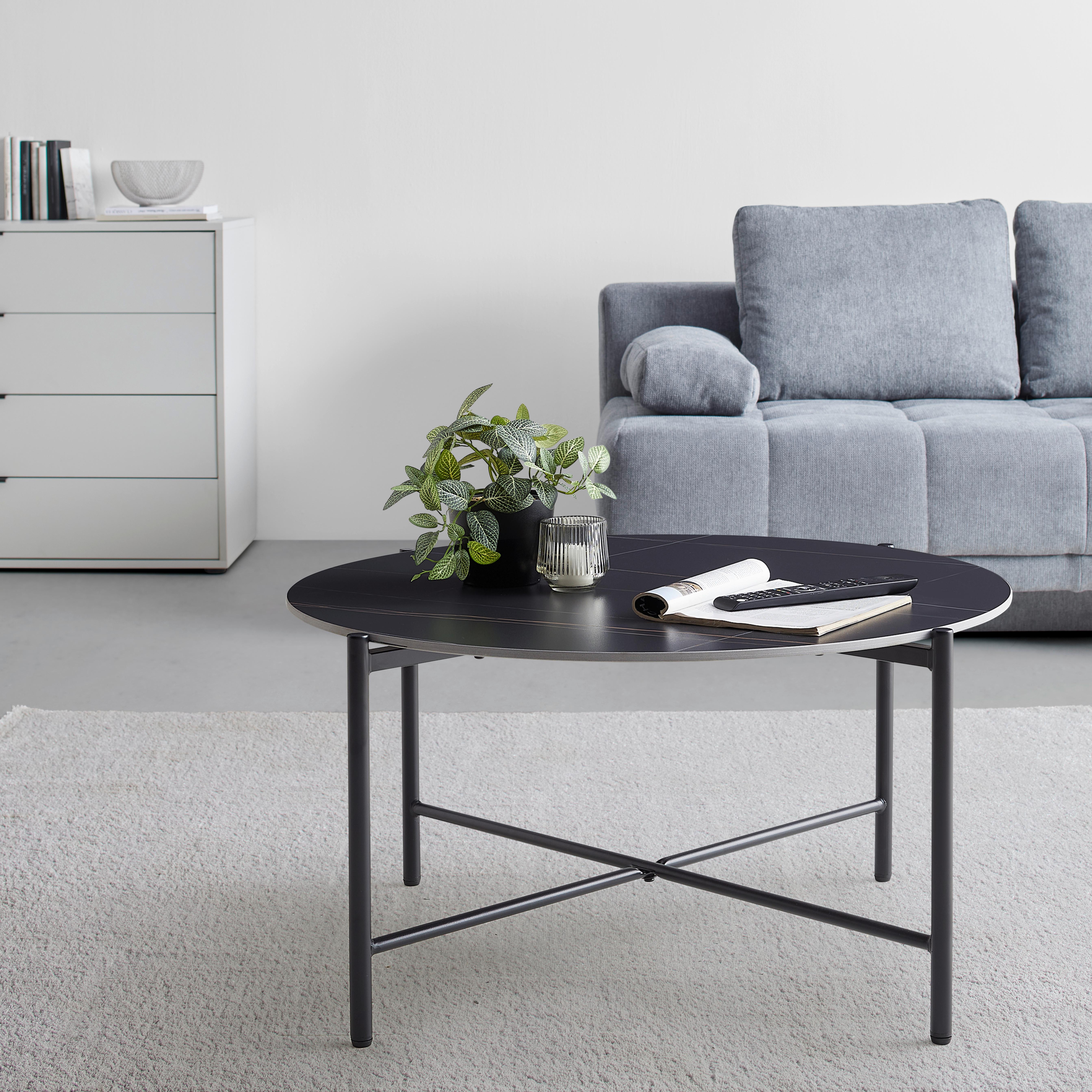 KONFERENČNÍ STOLEK MONZA - černá, Moderní, kov/keramika (80/80/43cm) - Mömax