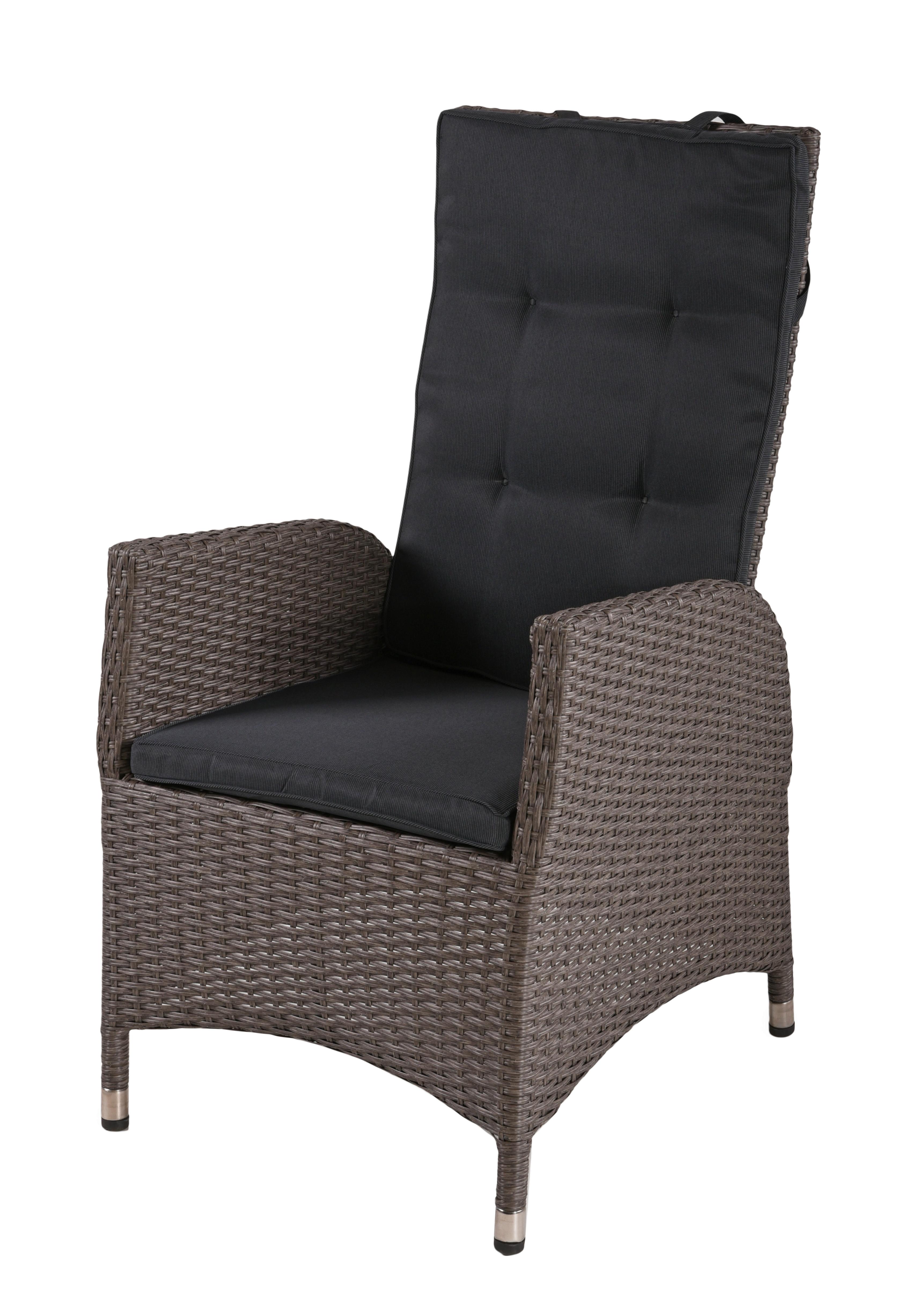 Gartenstuhl-Set Uv-Beständig Braga, Kunststoffgeflecht - Dunkelgrau/Silberfarben, Basics, Kunststoff/Textil (68/109/60cm) - Gardenson
