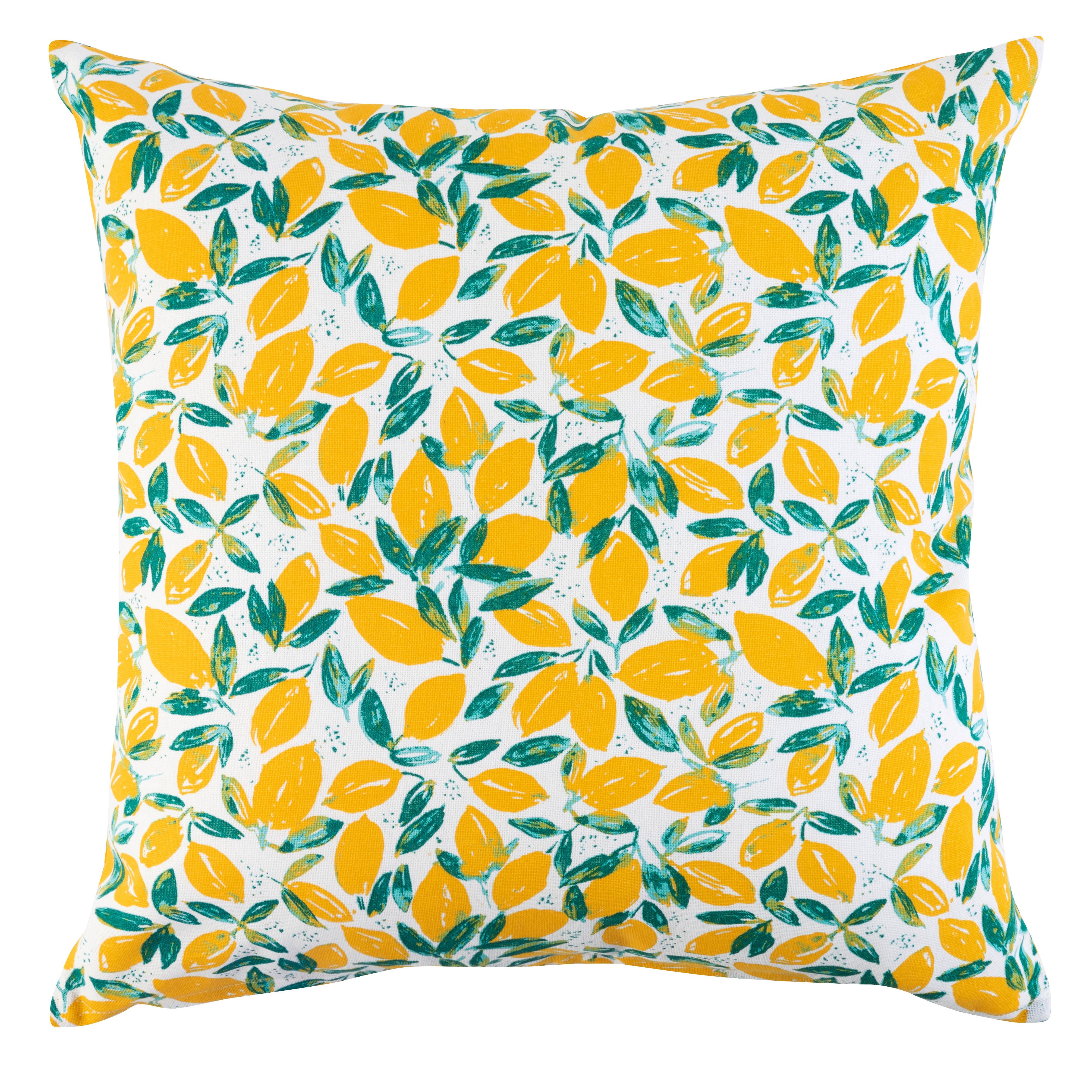 Dekorační polštář žlutá/zelená/bílá ca. 45x45cm - bílá/zelená, textil (45/45cm)