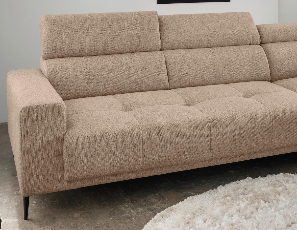 Ecksofa Intera Hellbraun S: 276x188 Cm - Hellbraun/Schwarz, KONVENTIONELL, Textil (276/188cm) - Livetastic