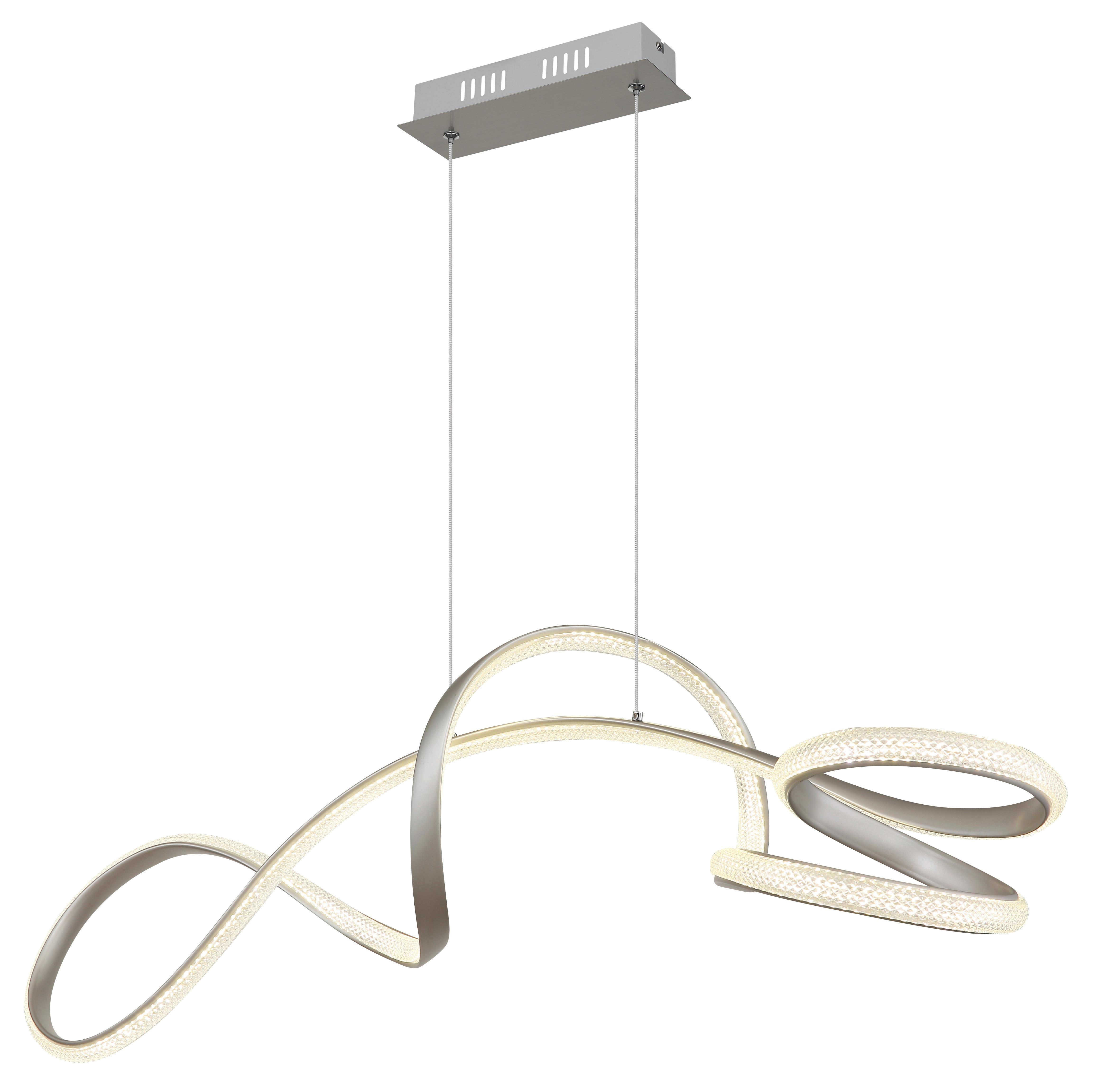 LED-Hängeleuchte 67341n Swirl - Klar/Nickelfarben, Design, Kunststoff/Metall (108/33/120cm) - Globo