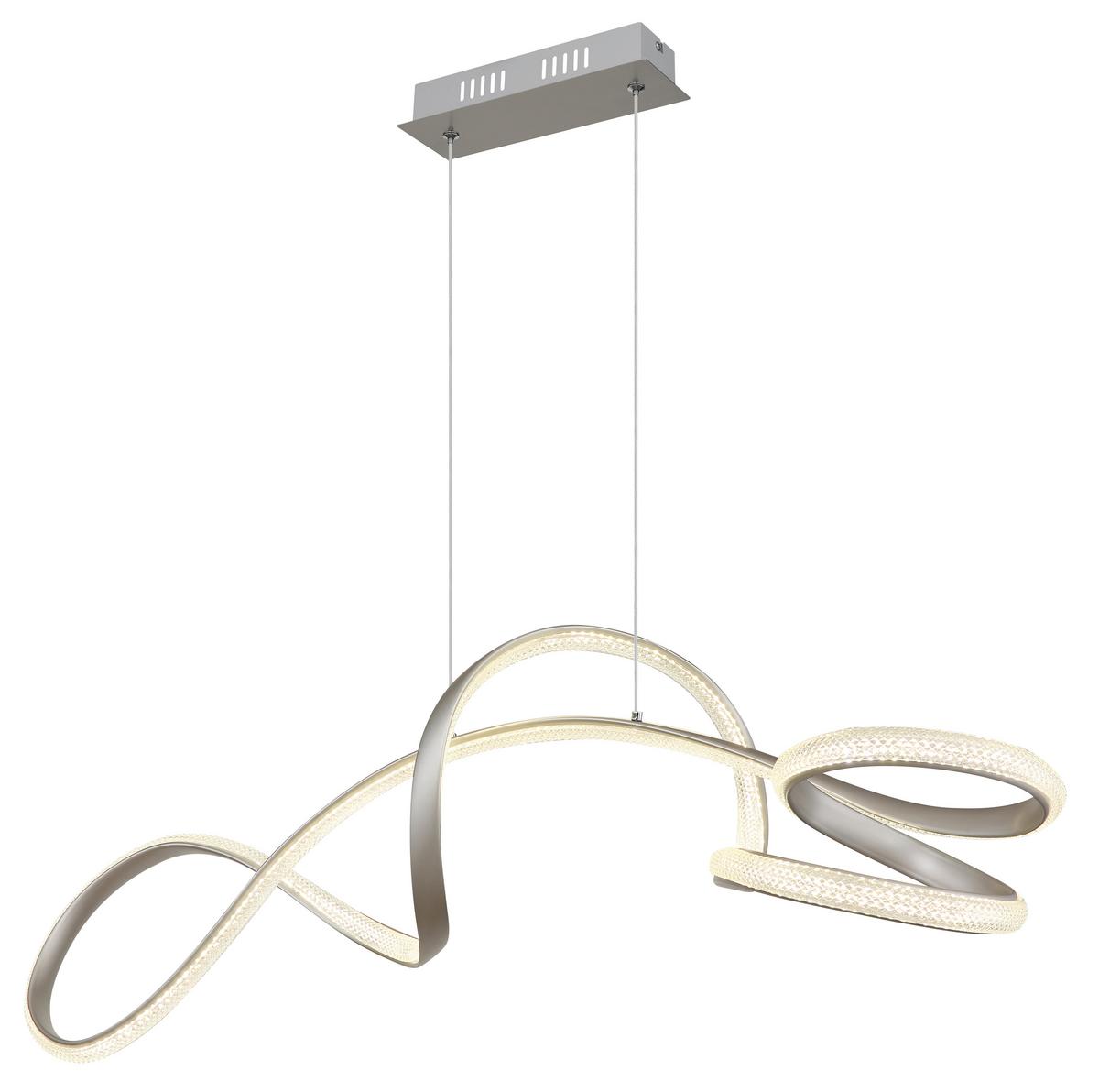 LED-Hängeleuchte 67341n Swirl - Klar/Nickelfarben, Design, Kunststoff/Metall (108/33/120cm) - Globo