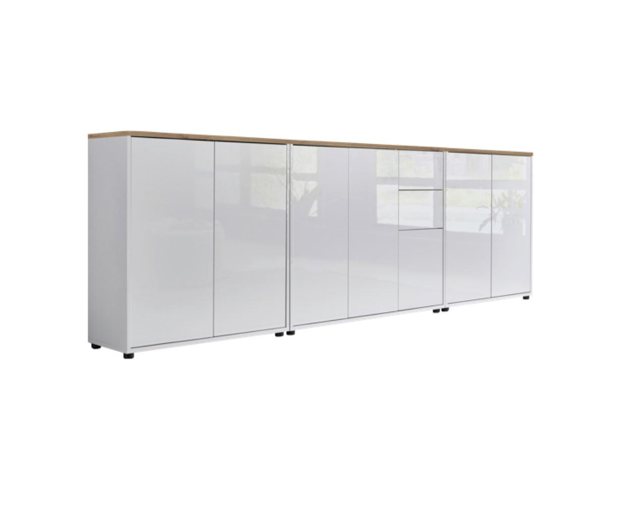Sideboard Mailand6 B:263,5cm Weiß/Eiche