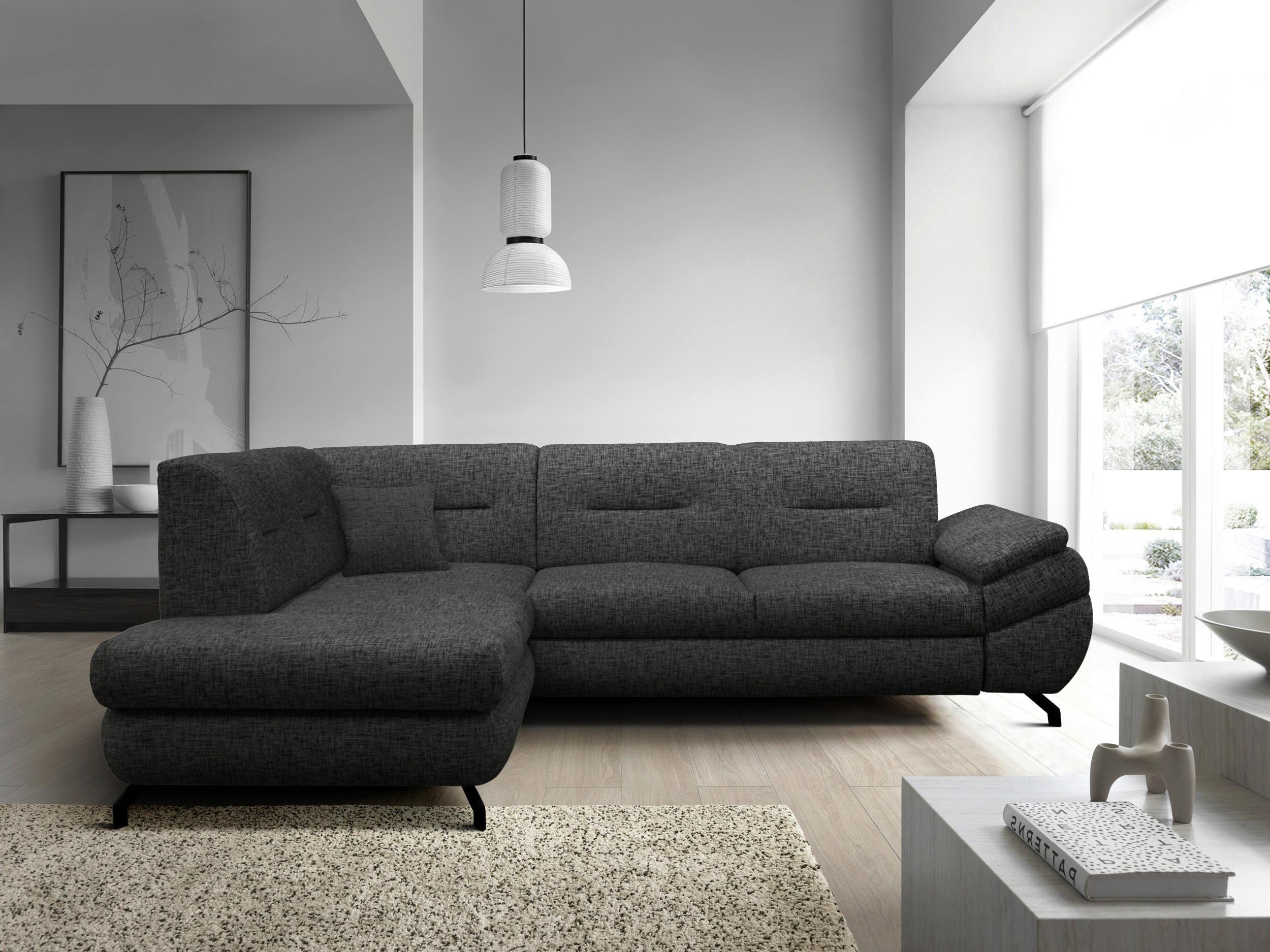 Ecksofa Imo Dunkelgrau 201x274 cm - Dunkelgrau/Schwarz, Design, Textil (201/274cm) - MID.YOU
