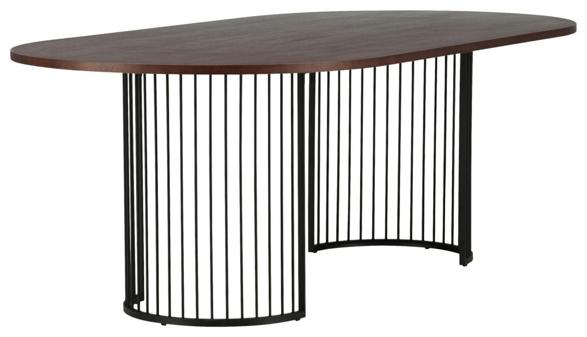 Esstisch Hamneksär - Dunkelbraun/Schwarz, Design, Holzwerkstoff/Metall (220/110/75cm) - Livetastic