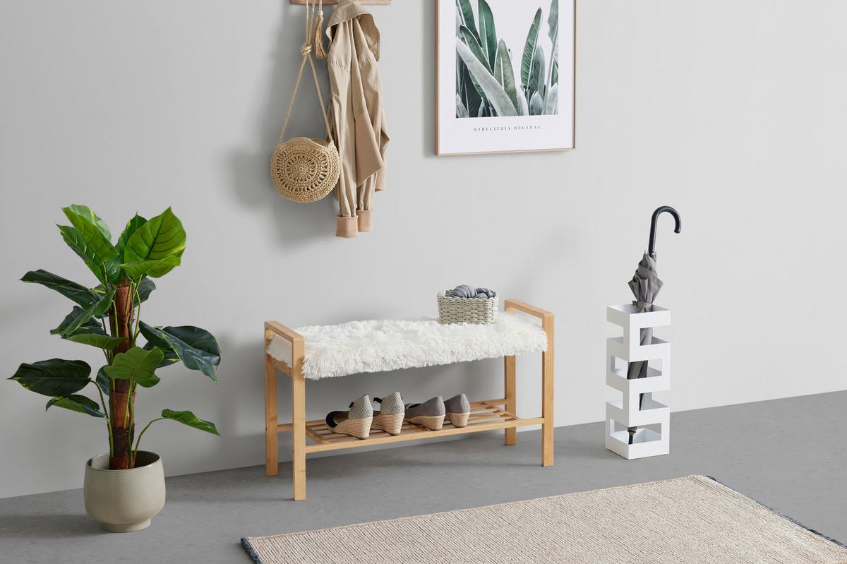 Lavica do predsiene ADUA - biela/prírodná farba, Modern, kompozitné drevo/textil (87/50/30cm) - Mömax