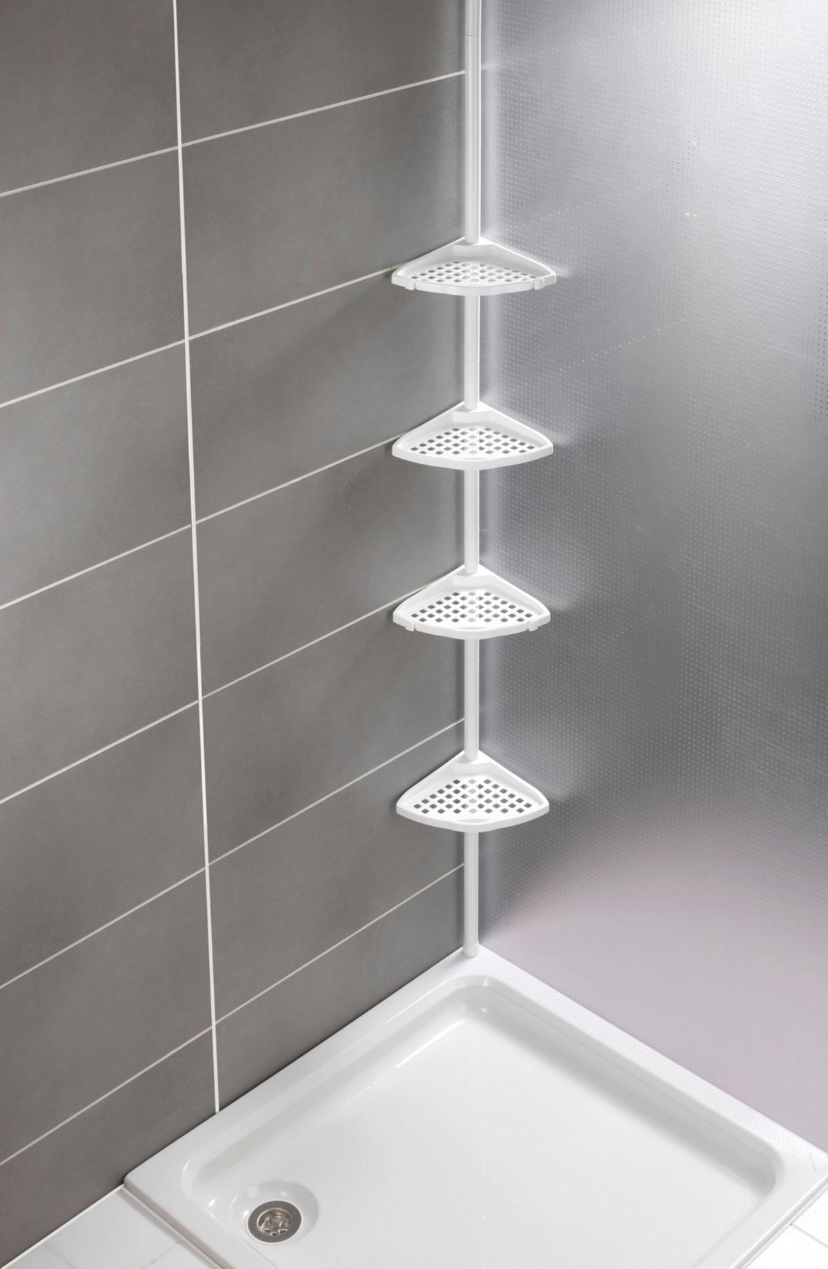 Badezimmerregal Mit 4 Ablageflächen 19,5 Cm Weiß - Weiß, KONVENTIONELL, Metall (19,5/85/26cm) - Wenko